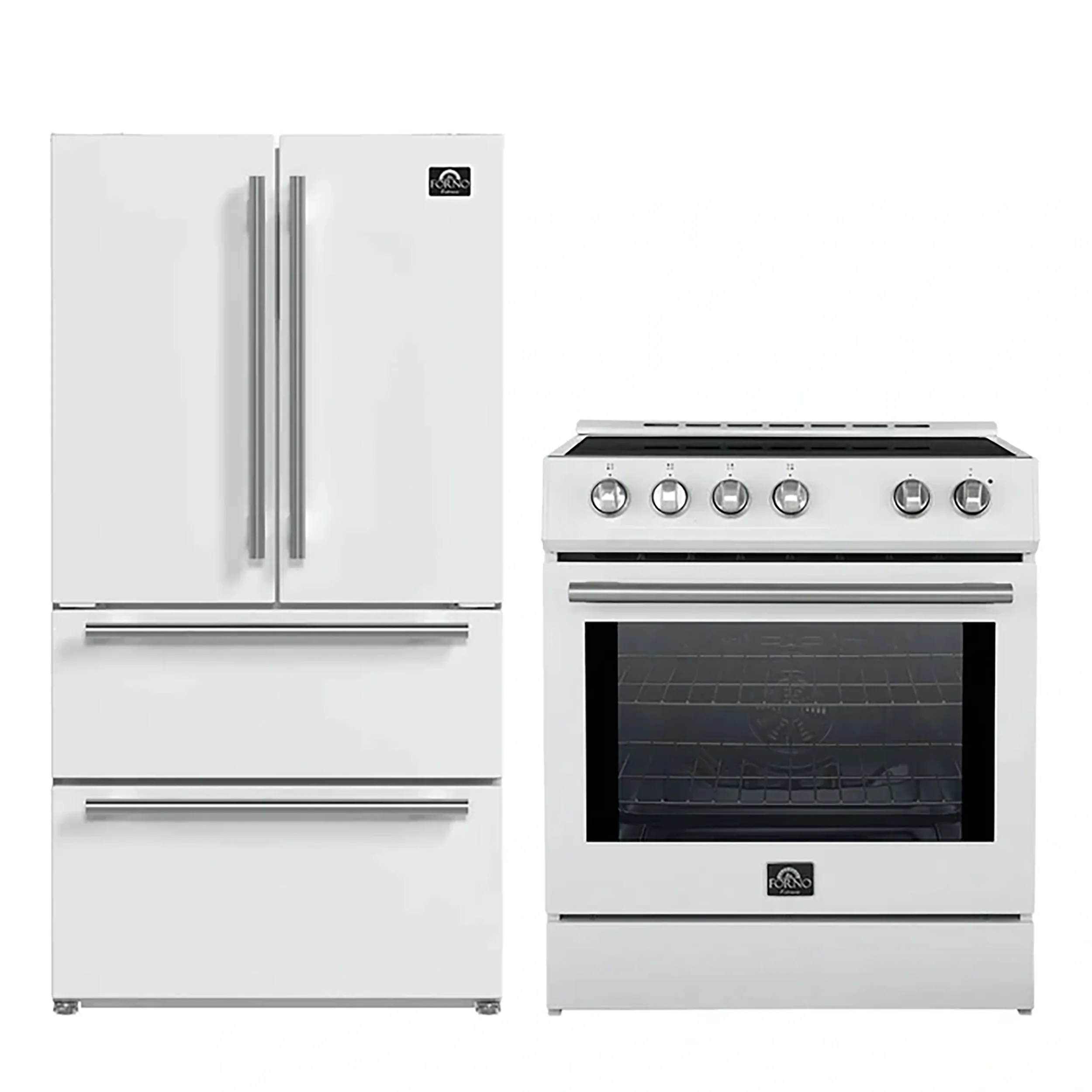 FORNO 2-Piece White Kitchen Bundle - 30" Induction Range and 36" Bottom Freezer Refrigerator - Image 2