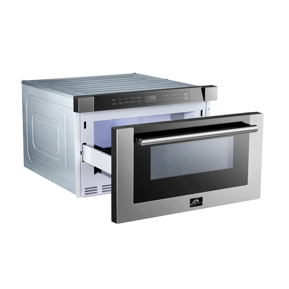 FORNO 5-Piece Stainless Steel Kitchen Bundle – Home Depot Exclusive – 30” Electric Range, 30” French Door Refrigerator, 30” Range Hood, 24” Microwave Drawer, 24” Built-In Dishwasher | SKU: FBDL-THD-003 - Image 9