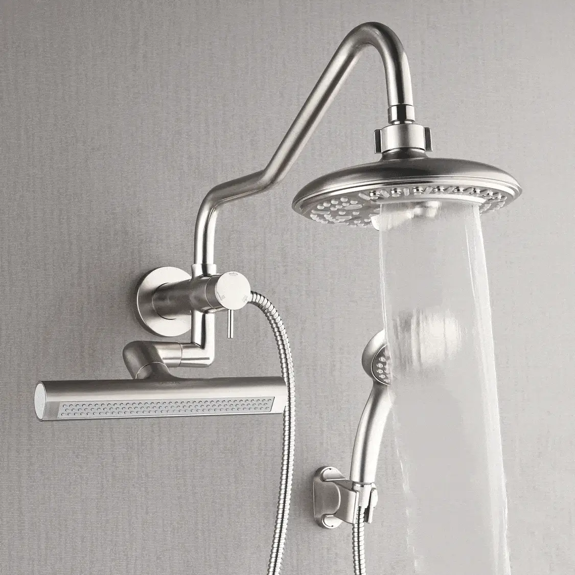 Forno Acqua AcquaFALL Mini 8 Inch Shower Head, Brushed Nickel Finish, Overhead Rainfall Shower, Handheld Shower Head, Body Jets, 1.8 GPM Flow Rate - Image 4