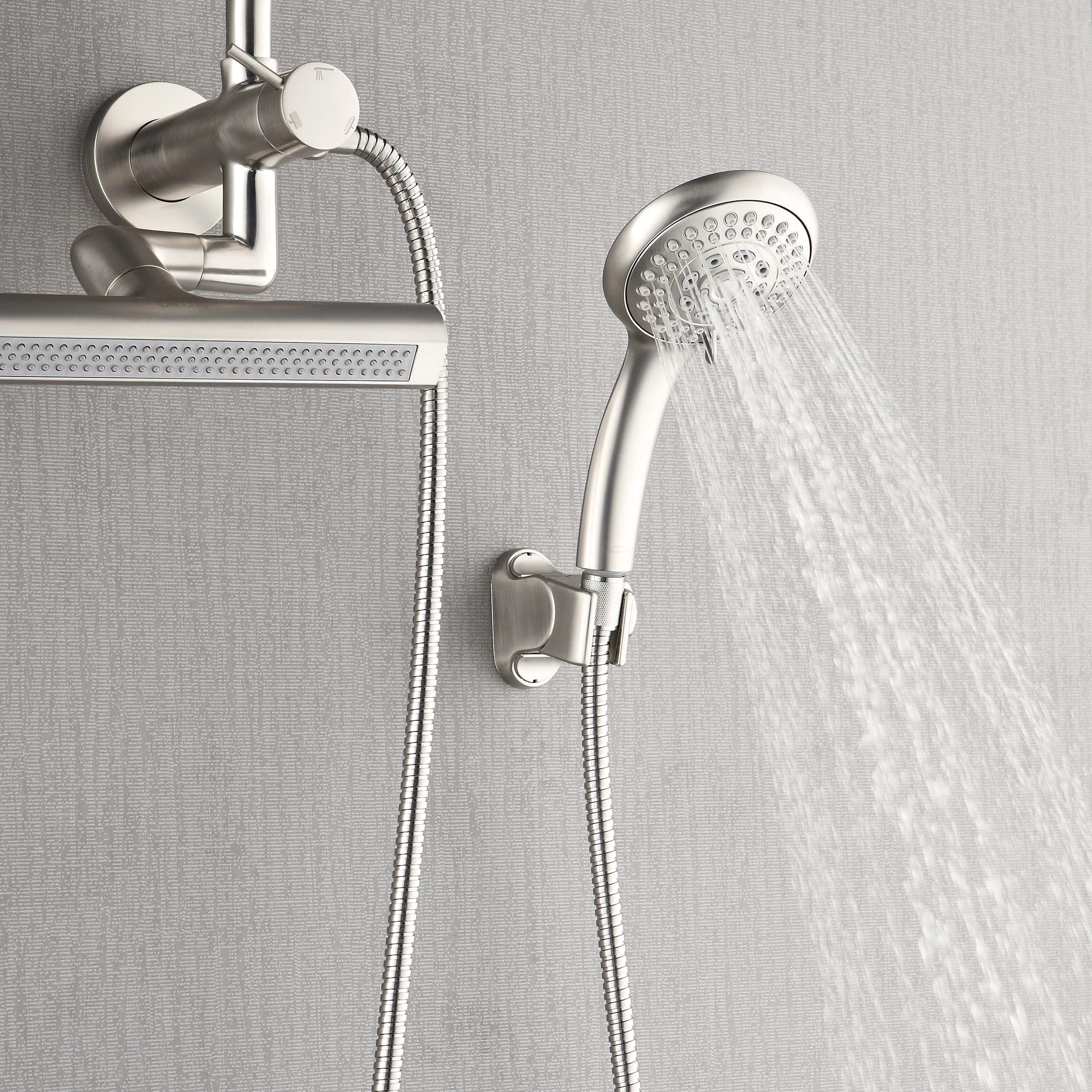 Forno Acqua AcquaFALL Mini 8 Inch Shower Head, Brushed Nickel Finish, Overhead Rainfall Shower, Handheld Shower Head, Body Jets, 1.8 GPM Flow Rate - Image 5