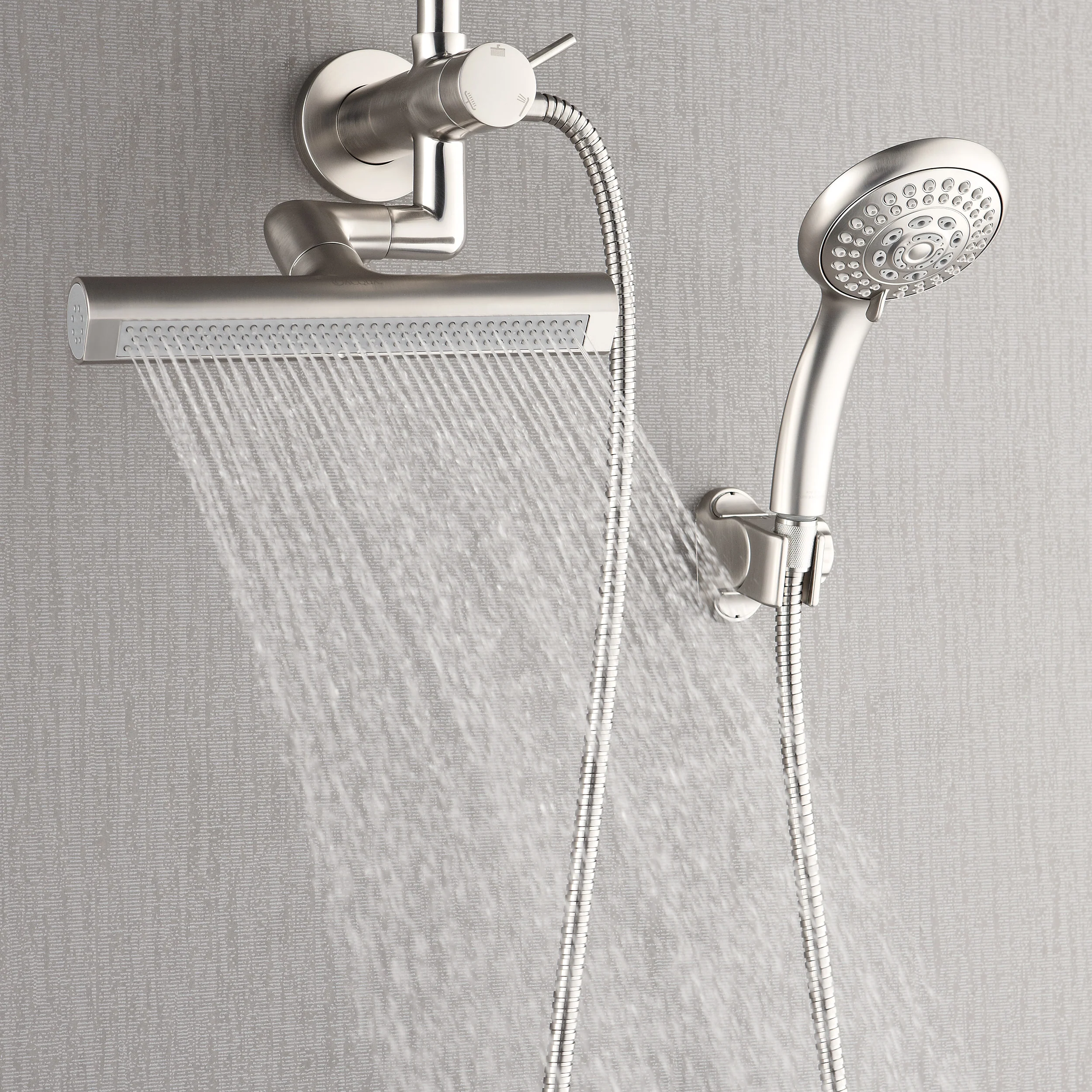 Forno Acqua AcquaFALL Mini 8 Inch Shower Head, Brushed Nickel Finish, Overhead Rainfall Shower, Handheld Shower Head, Body Jets, 1.8 GPM Flow Rate - Image 6