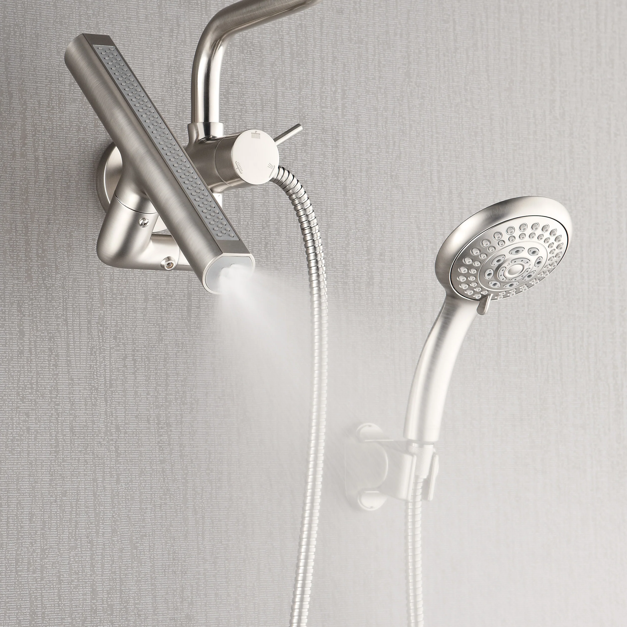 Forno Acqua AcquaFALL Mini 8 Inch Shower Head, Brushed Nickel Finish, Overhead Rainfall Shower, Handheld Shower Head, Body Jets, 1.8 GPM Flow Rate - Image 7