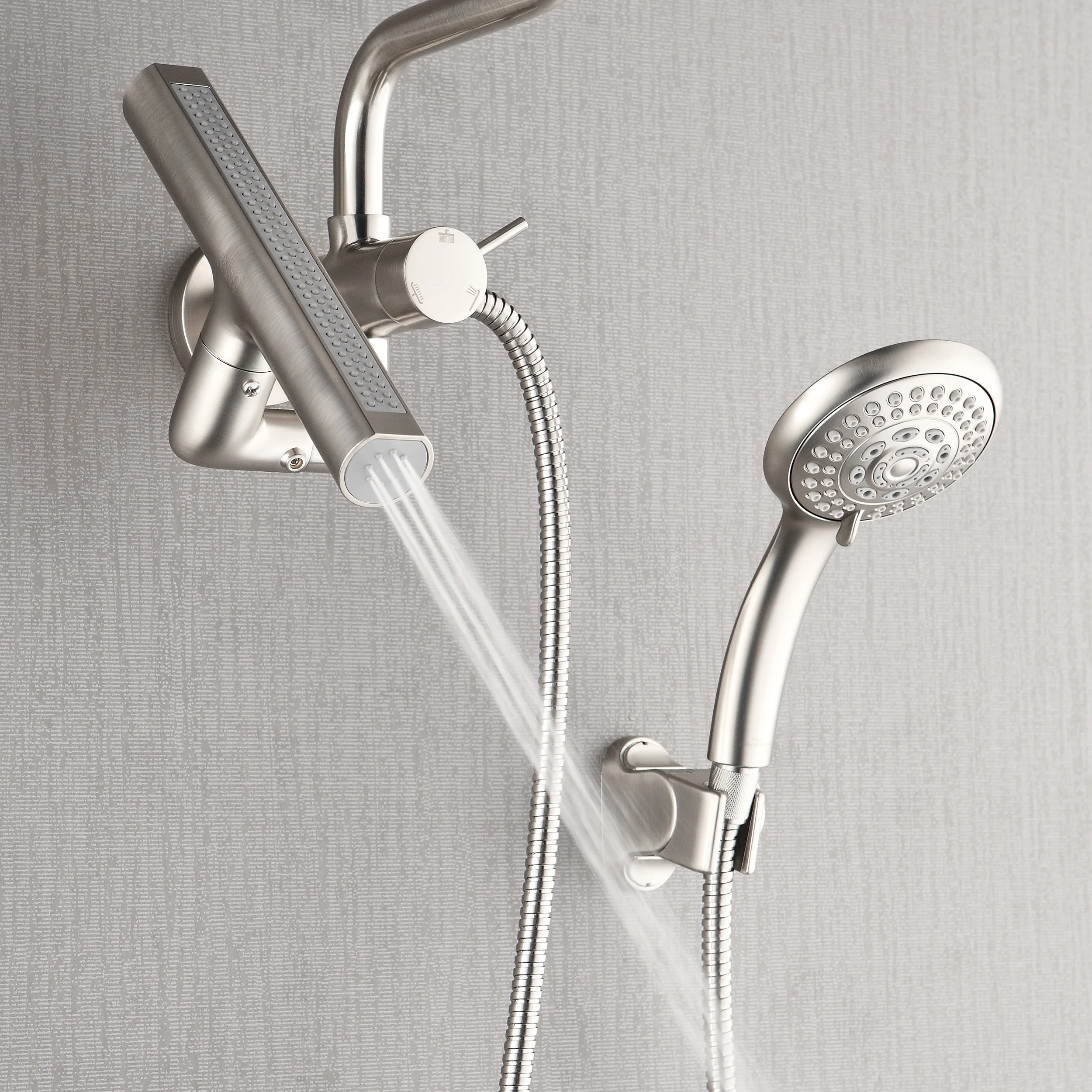 Forno Acqua AcquaFALL Mini 8 Inch Shower Head, Brushed Nickel Finish, Overhead Rainfall Shower, Handheld Shower Head, Body Jets, 1.8 GPM Flow Rate - Image 8