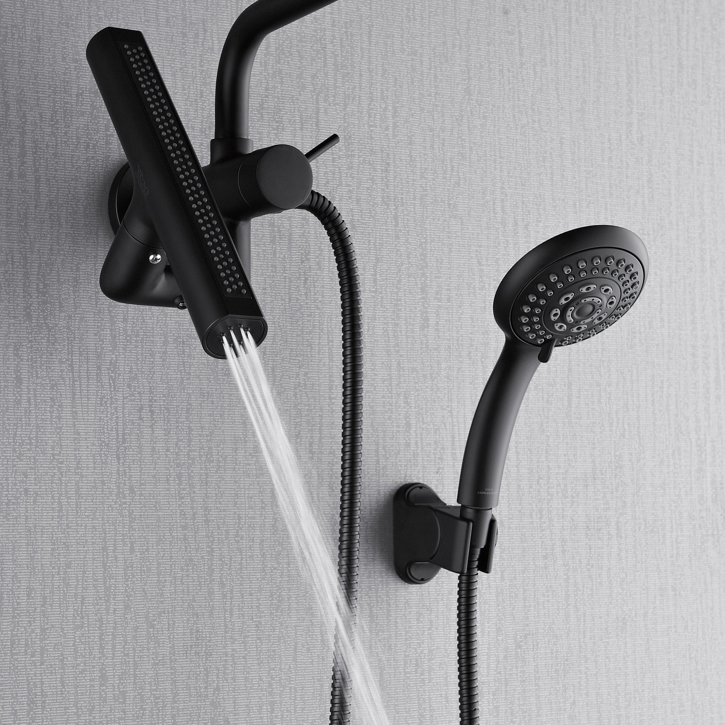 Forno Acqua AcquaFALL Mini 8 Inch Shower Head, Matte Black Finish, Overhead Rainfall Shower, Handheld Shower Head, Body Jets, 2.5 GPM Flow Rate - Image 4