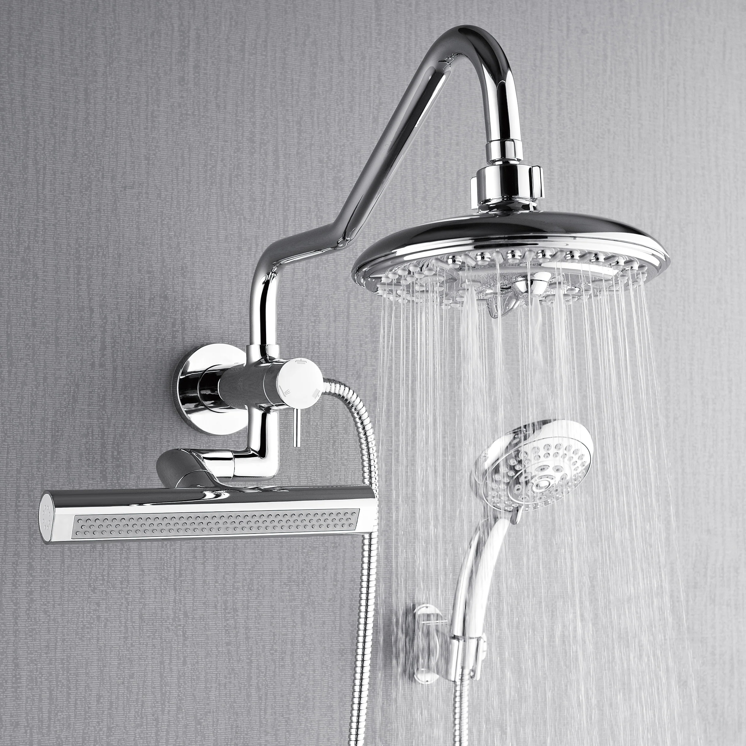 Forno Acqua AcquaFALL Mini 8 Inch Shower Head, Polished Stainless Steel Finish, Overhead Rainfall Shower, Handheld Shower Head, Body Jets, 1.8 GPM Flow Rate - Image 2