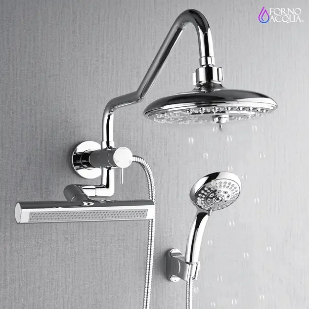 Forno Acqua AcquaFALL Mini 8 Inch Shower Head, Polished Stainless Steel Finish, Overhead Rainfall Shower, Handheld Shower Head, Body Jets, 1.8 GPM Flow Rate - Image 3