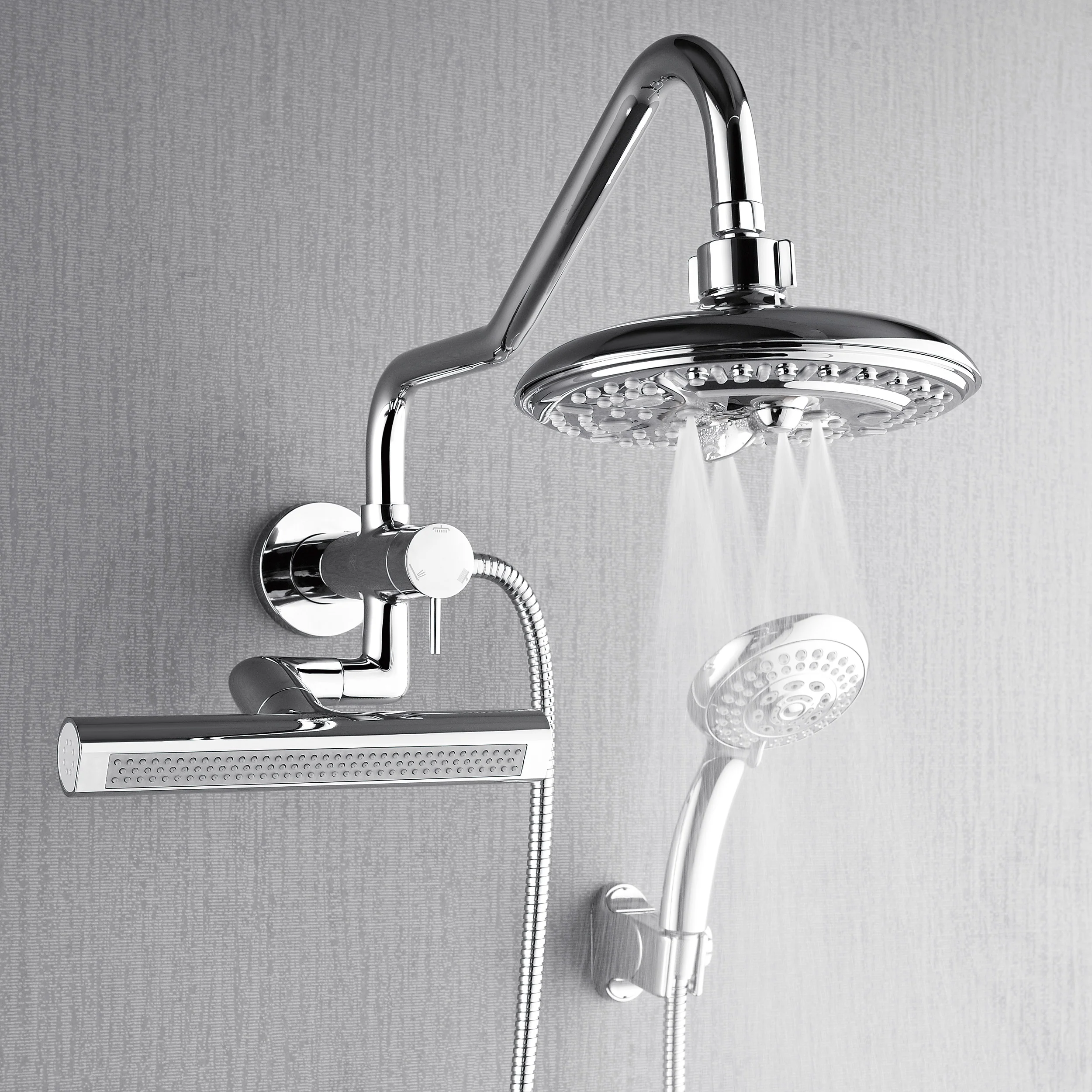 Forno Acqua AcquaFALL Mini 8 Inch Shower Head, Polished Stainless Steel Finish, Overhead Rainfall Shower, Handheld Shower Head, Body Jets, 2.5 GPM Flow Rate - Image 7