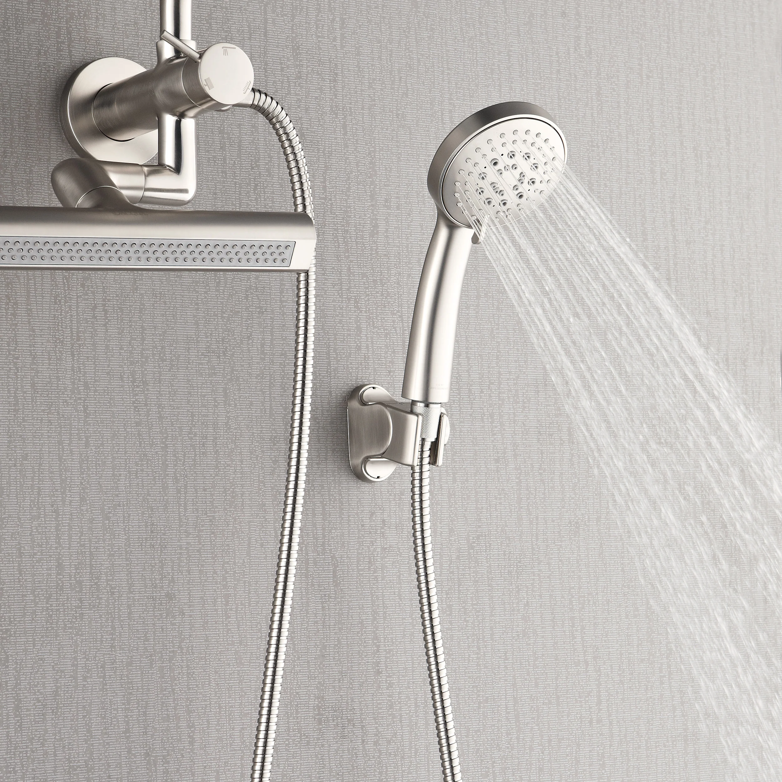 Forno Acqua AcquaFALL Mini Shower Head, Brushed Nickel Finish, Overhead Rainfall Shower, 7 Way Diverter, Handheld Shower Head, Body Jets, 2.5 GPM Flow Rate - Image 4