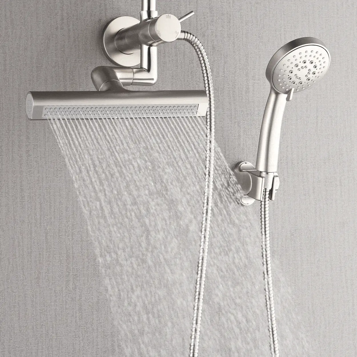 Forno Acqua AcquaFALL Mini Shower Head, Brushed Nickel Finish, Overhead Rainfall Shower, 7 Way Diverter, Handheld Shower Head, Body Jets, 2.5 GPM Flow Rate - Image 6