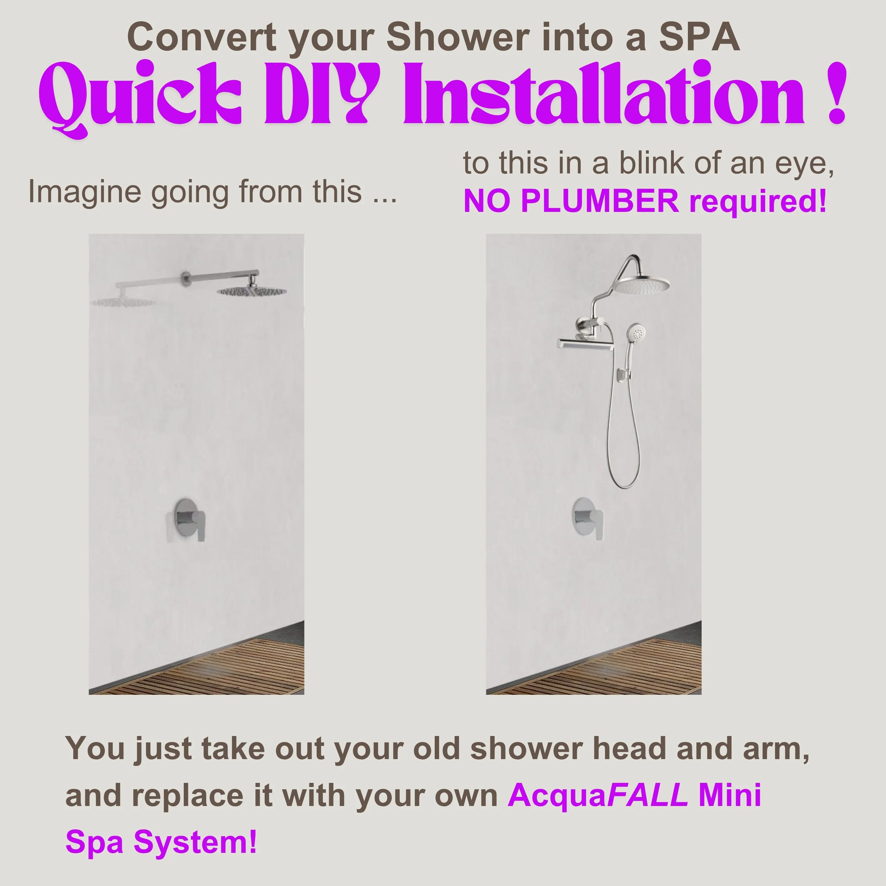 Forno Acqua AcquaFALL Mini Shower Head, Polished Stainless Steel Finish, Overhead Rainfall Shower, 7 Way Diverter, Handheld Shower Head, Body Jets, 1.8 GPM Flow Rate - Image 12