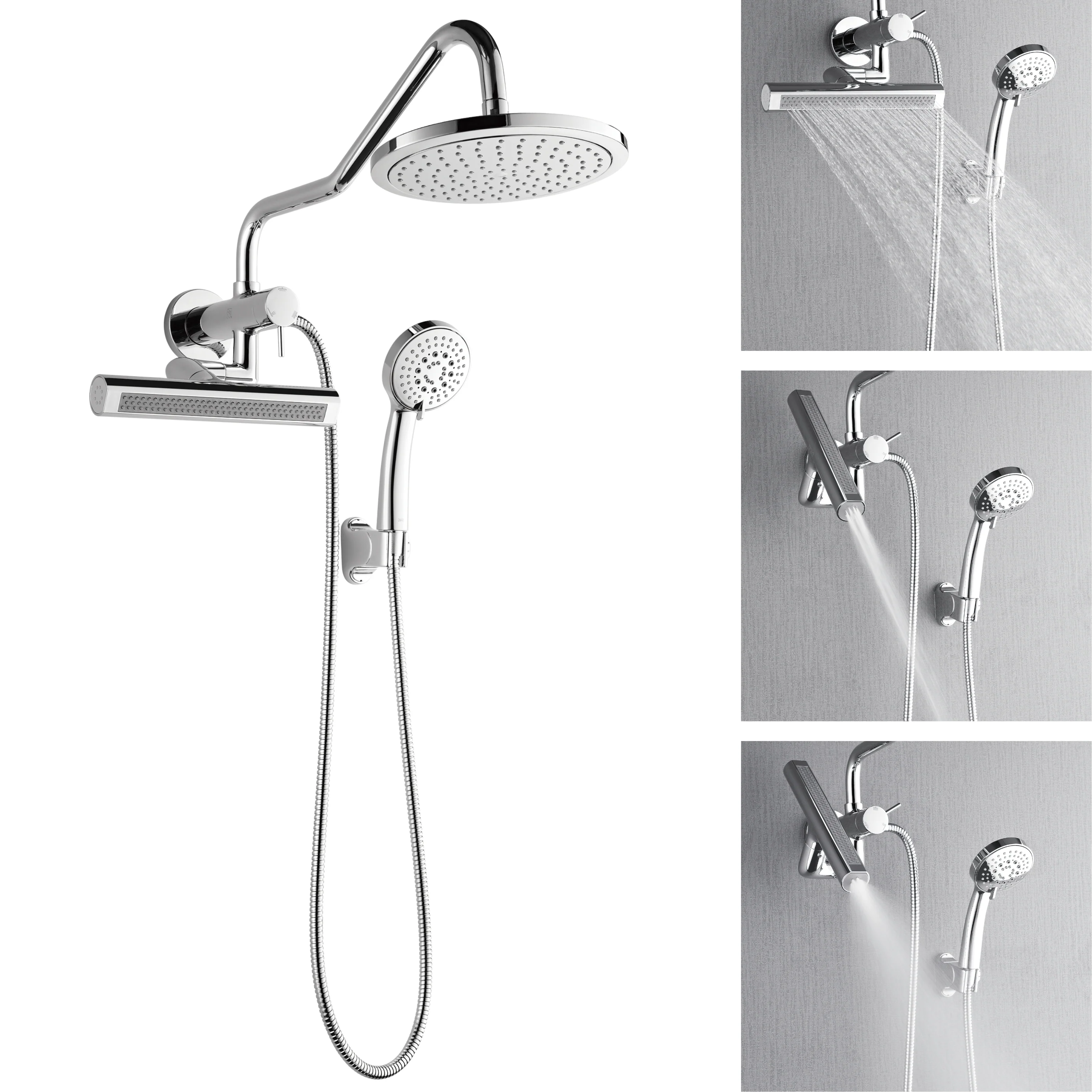 Forno Acqua AcquaFALL Mini Shower Head, Polished Stainless Steel Finish, Overhead Rainfall Shower, 7 Way Diverter, Handheld Shower Head, Body Jets, 1.8 GPM Flow Rate - Image 13