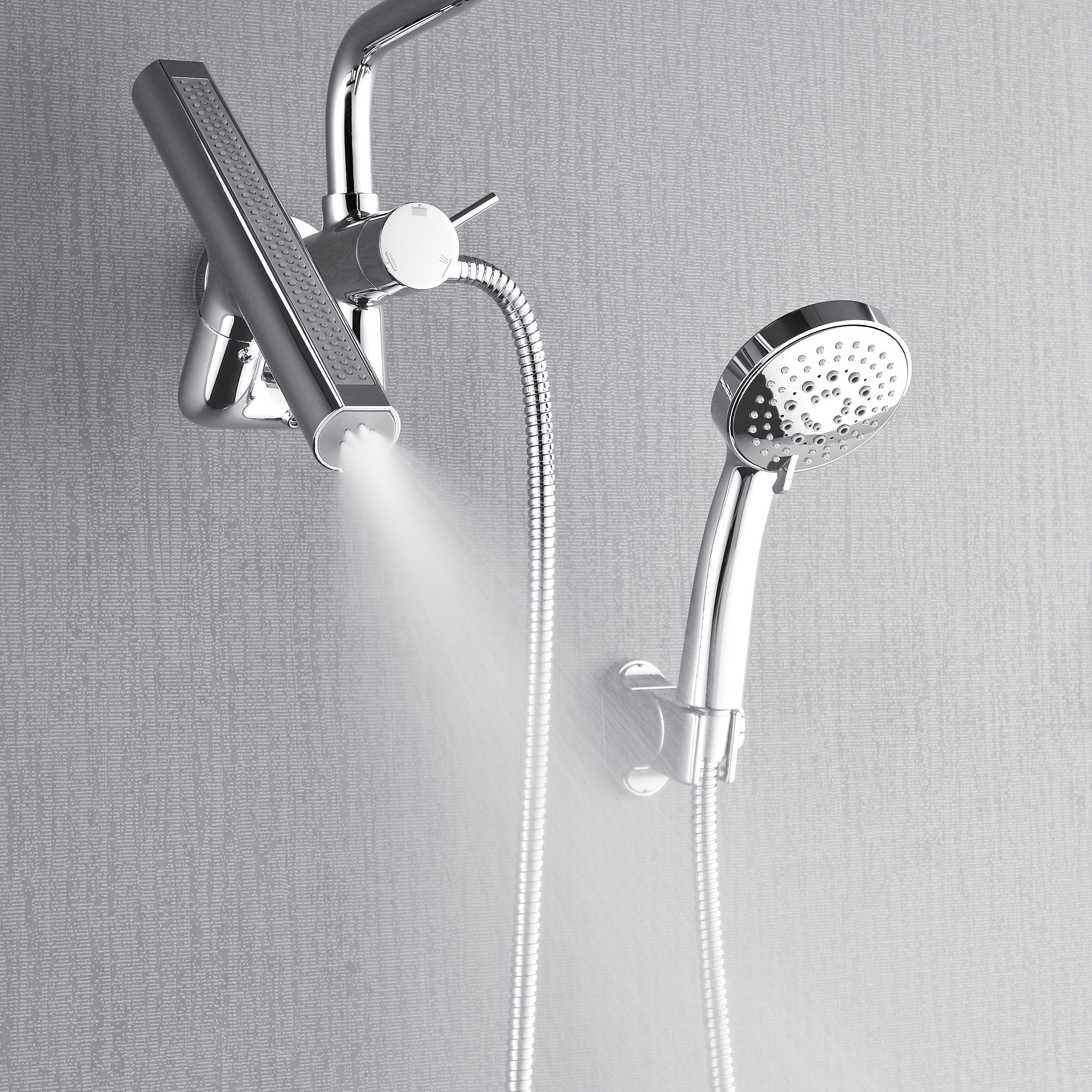 Forno Acqua AcquaFALL Mini Shower Head, Polished Stainless Steel Finish, Overhead Rainfall Shower, 7 Way Diverter, Handheld Shower Head, Body Jets, 1.8 GPM Flow Rate - Image 3