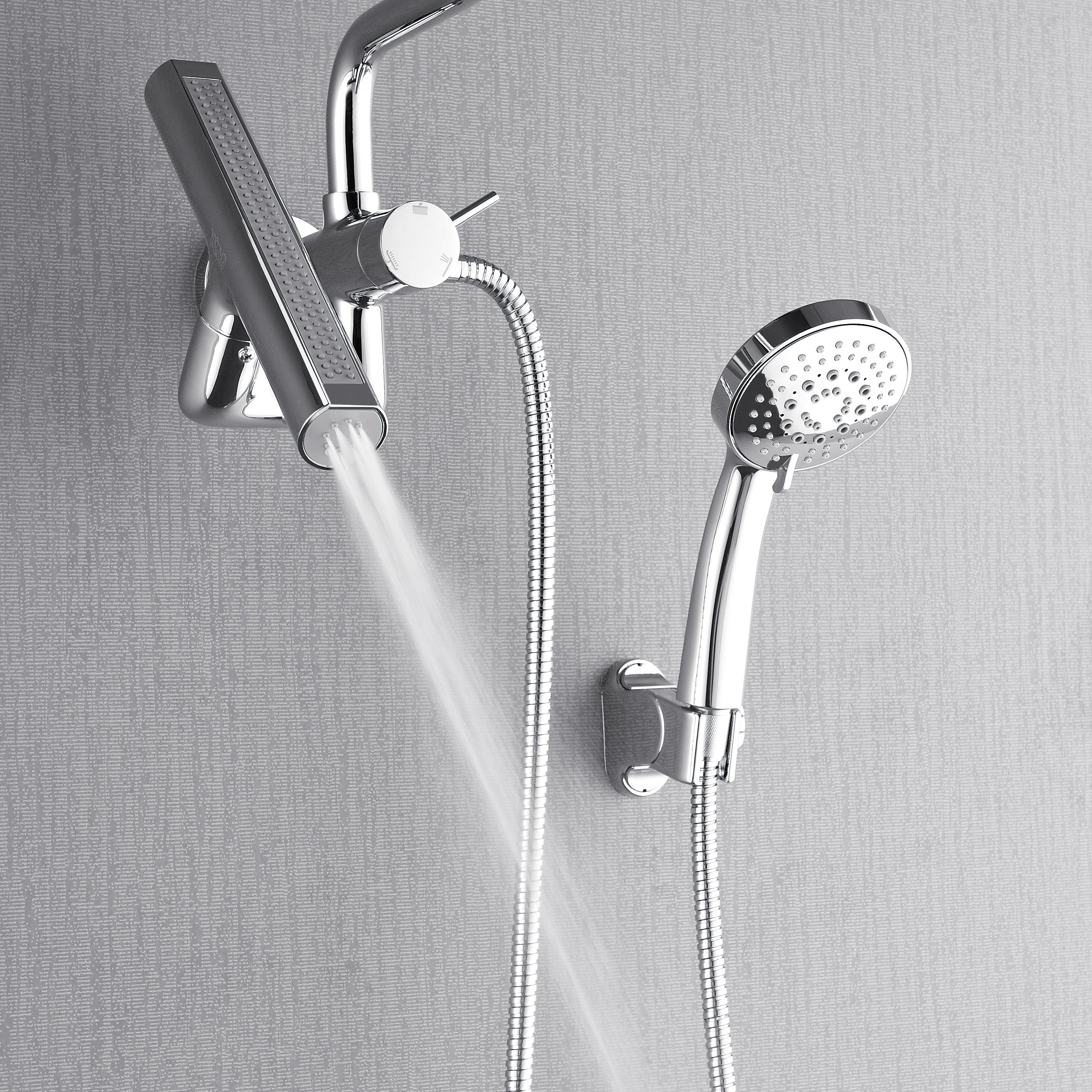 Forno Acqua AcquaFALL Mini Shower Head, Polished Stainless Steel Finish, Overhead Rainfall Shower, 7 Way Diverter, Handheld Shower Head, Body Jets, 1.8 GPM Flow Rate - Image 4