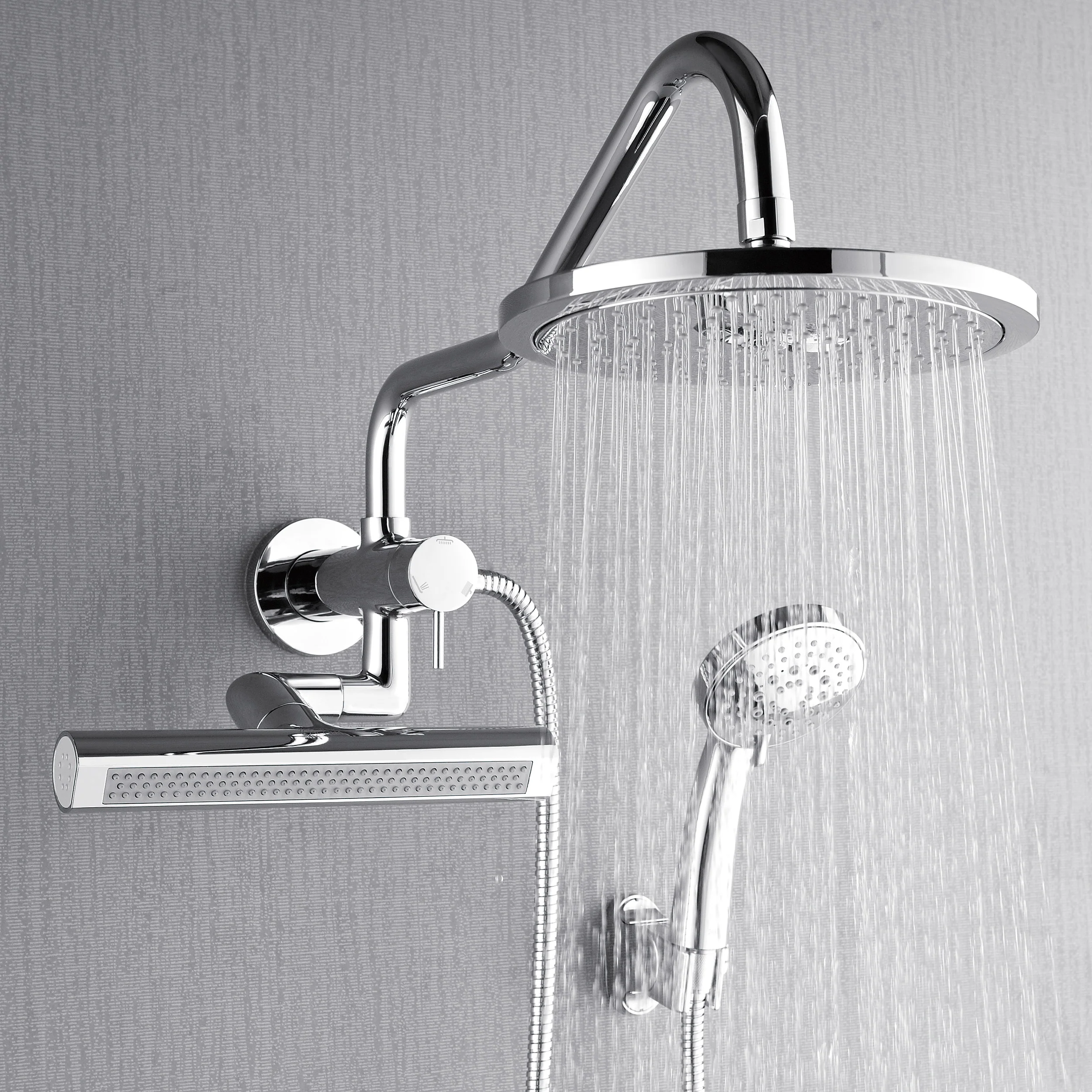 Forno Acqua AcquaFALL Mini Shower Head, Polished Stainless Steel Finish, Overhead Rainfall Shower, 7 Way Diverter, Handheld Shower Head, Body Jets, 1.8 GPM Flow Rate - Image 6