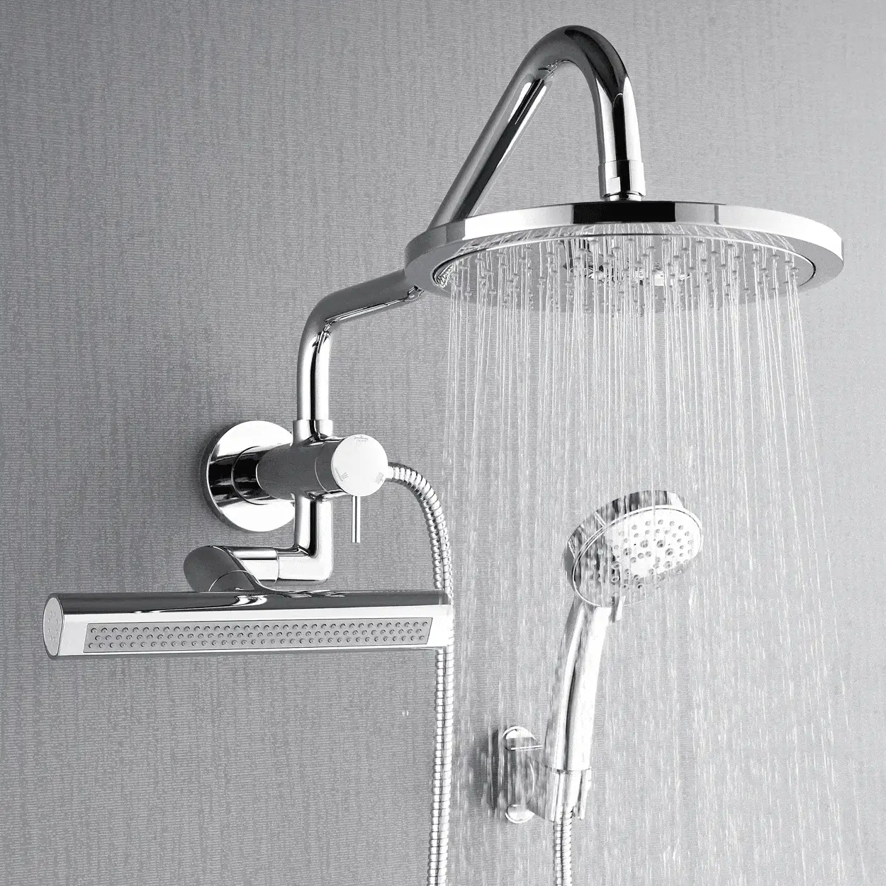 Forno Acqua AcquaFALL Mini Shower Head, Polished Stainless Steel Finish, Overhead Rainfall Shower, 7 Way Diverter, Handheld Shower Head, Body Jets, 2.5 GPM Flow Rate - Image 3