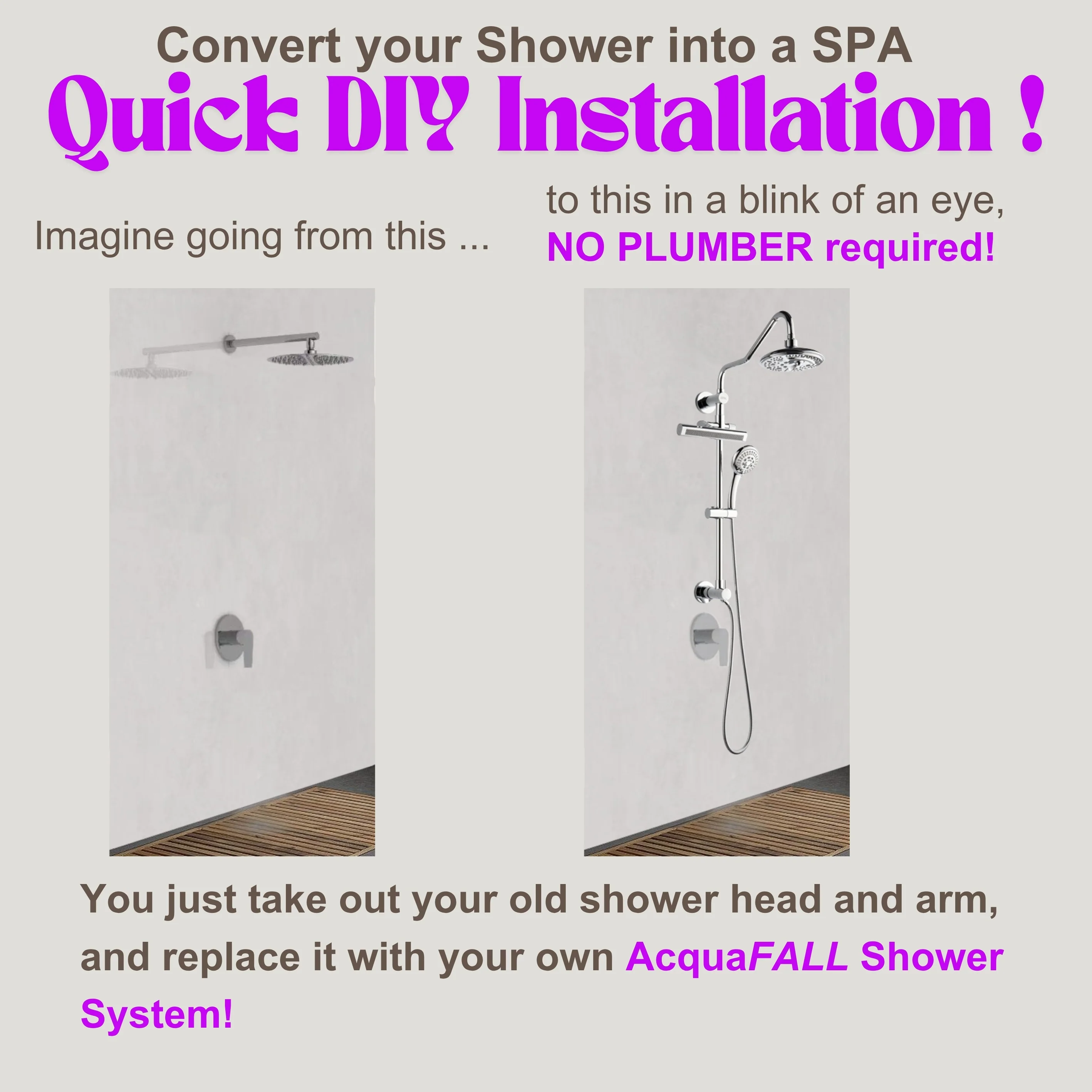 Forno Acqua AcquaFALL Shower, Brushed Nickel Finish, Overhead Rainfall Shower, 7 Way Diverter, Handheld Shower Head, Body Jets, 1.8 GPM Flow Rate - Image 15