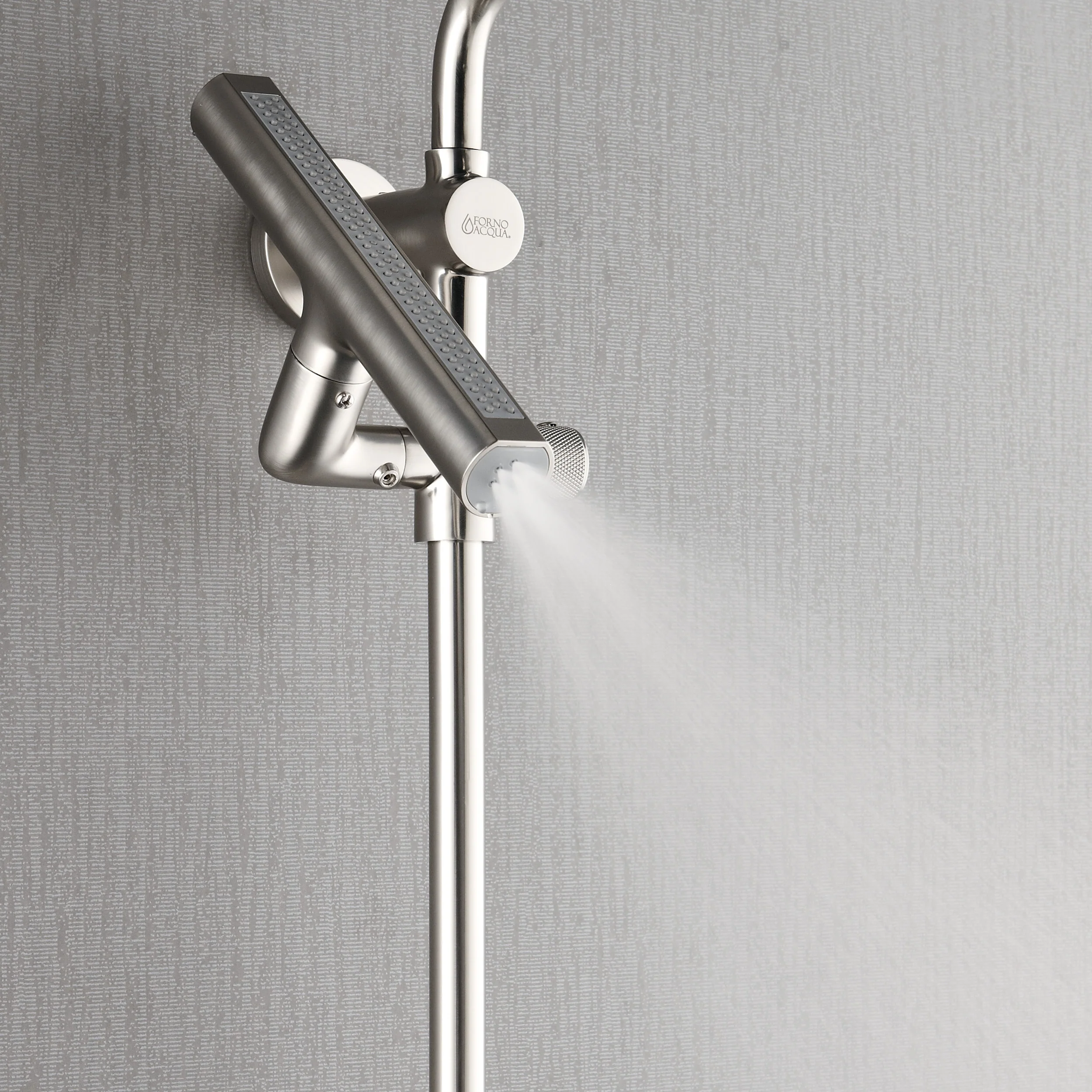 Forno Acqua AcquaFALL Shower, Brushed Nickel Finish, Overhead Rainfall Shower, 7 Way Diverter, Handheld Shower Head, Body Jets, 1.8 GPM Flow Rate - Image 8