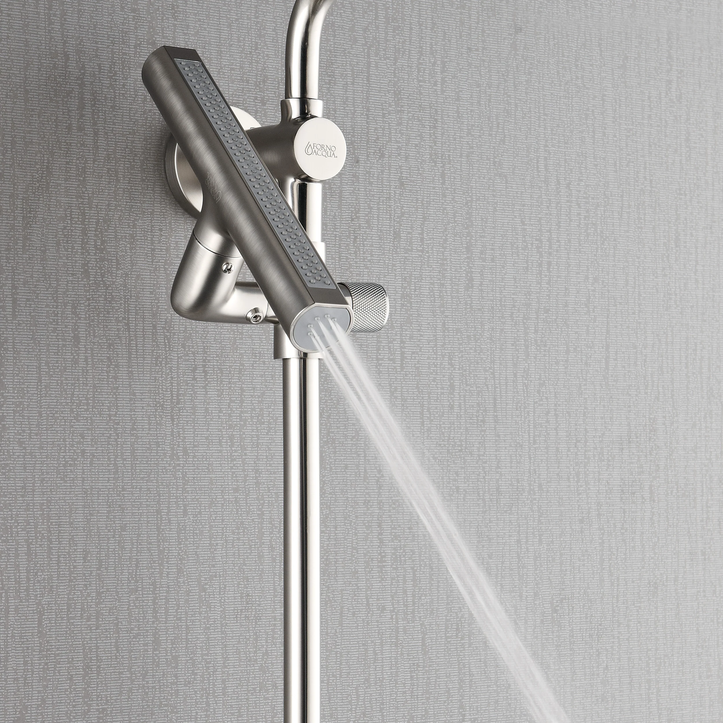 Forno Acqua AcquaFALL Shower, Brushed Nickel Finish, Overhead Rainfall Shower, 7 Way Diverter, Handheld Shower Head, Body Jets, 1.8 GPM Flow Rate - Image 9