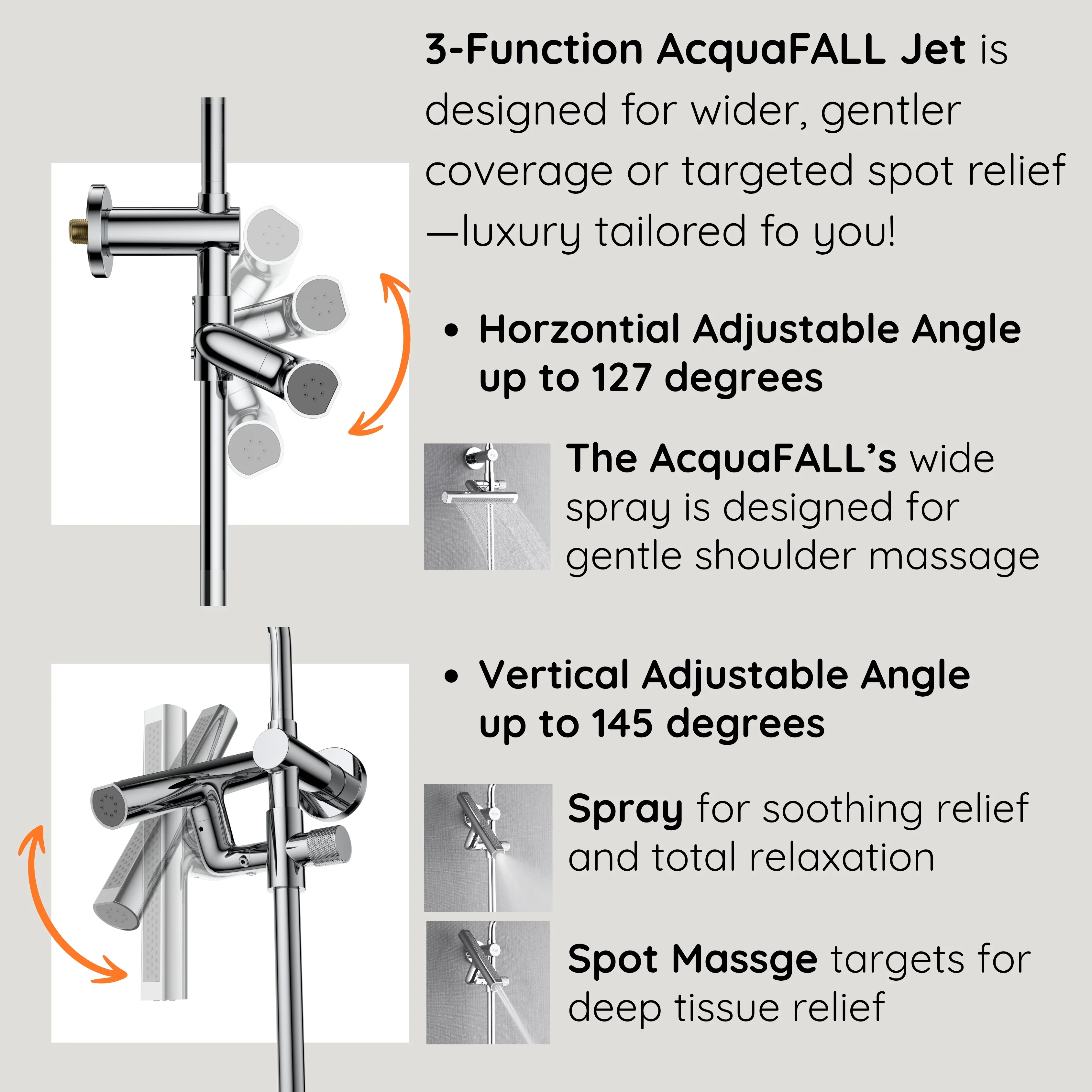 Forno Acqua AcquaFALL Shower, Brushed Nickel Finish, Overhead Rainfall Shower, Handheld Shower Head, Body Jets, 2.5 GPM Flow Rate - Image 10