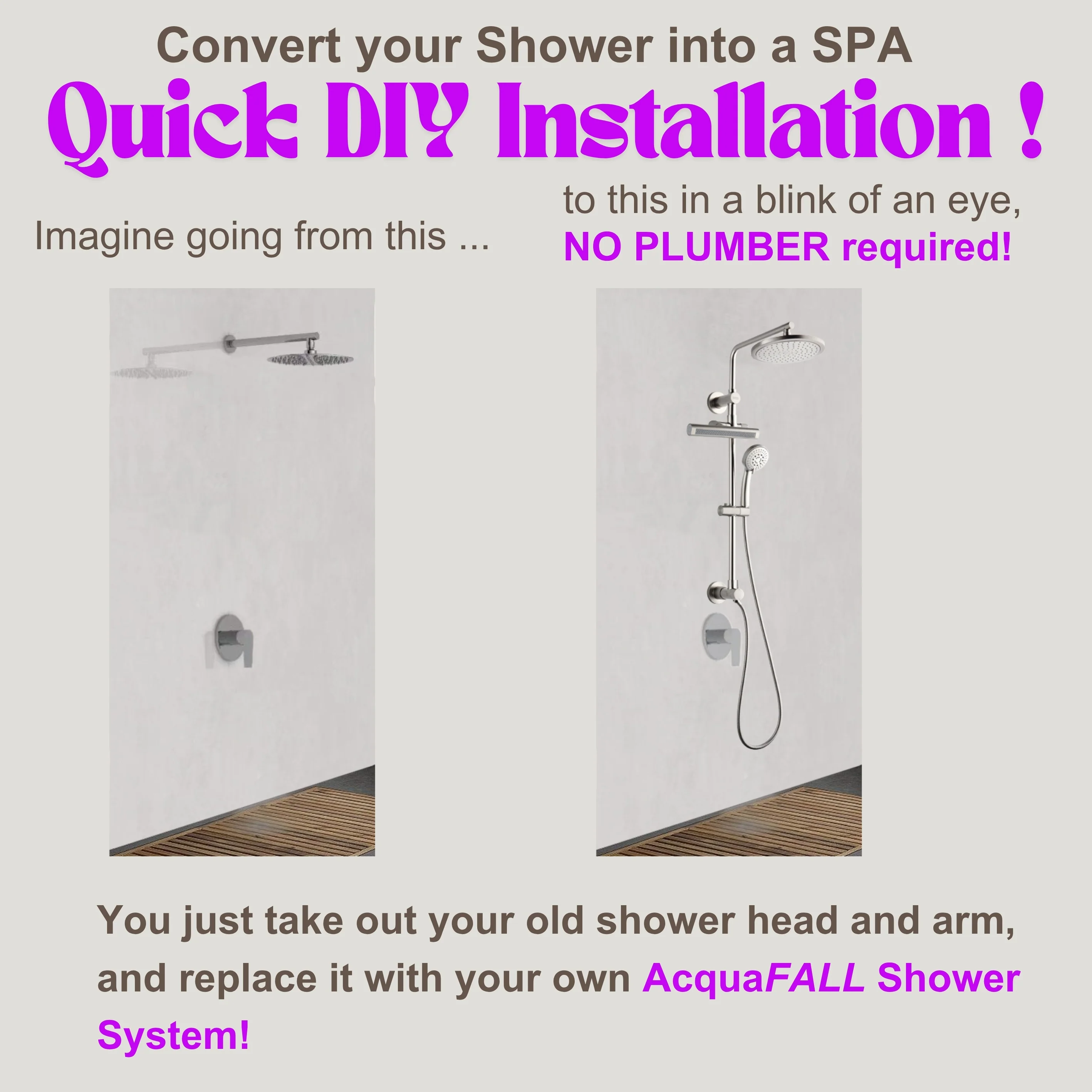 Forno Acqua AcquaFALL Shower, Brushed Nickel Finish, Overhead Rainfall Shower, Handheld Shower Head, Body Jets, 2.5 GPM Flow Rate - Image 11