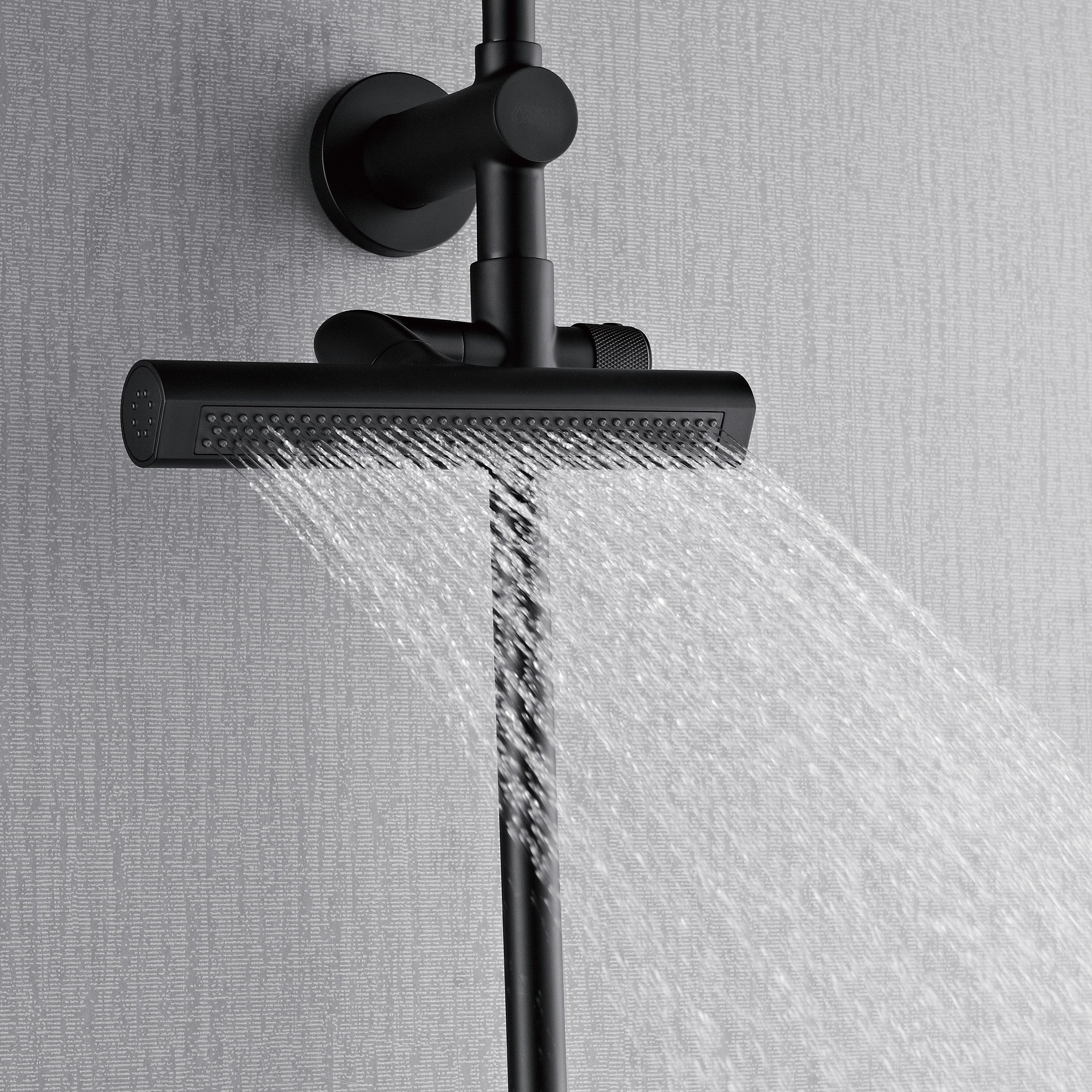 Forno Acqua AcquaFALL Shower, Matte Black Finish, Overhead Rainfall Shower, 7 Way Diverter, Handheld Shower Head, Body Jets, 1.8 GPM Flow Rate - Image 6