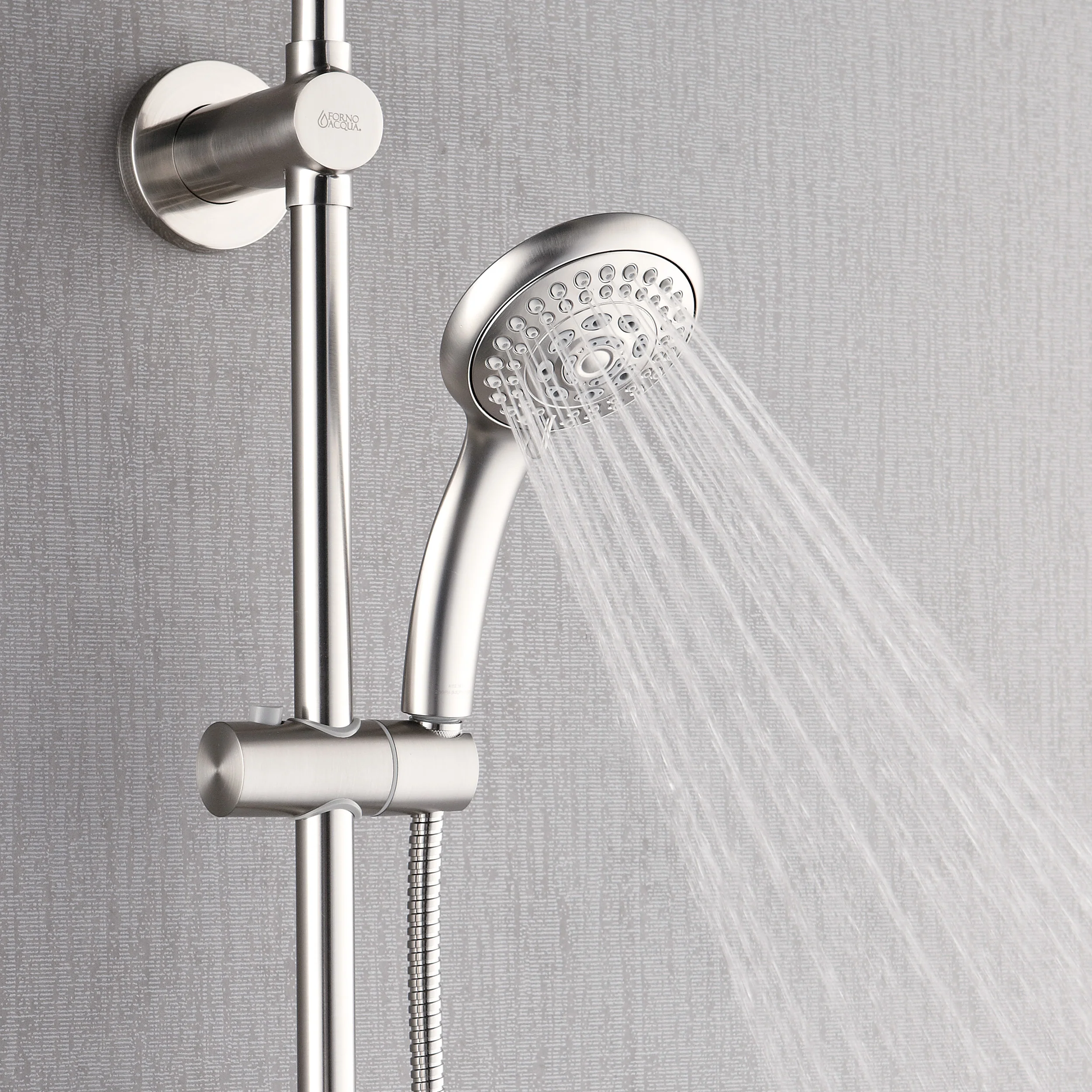 Forno Acqua AcquaSPA Retrofit Shower, Overhead Rainfall, 8 Inch Shower Head, Handheld Shower Head, Body Jets, 6 Way Diverter, Brushed Nickel Finish, 2.5 GPM Flow Rate - Image 6