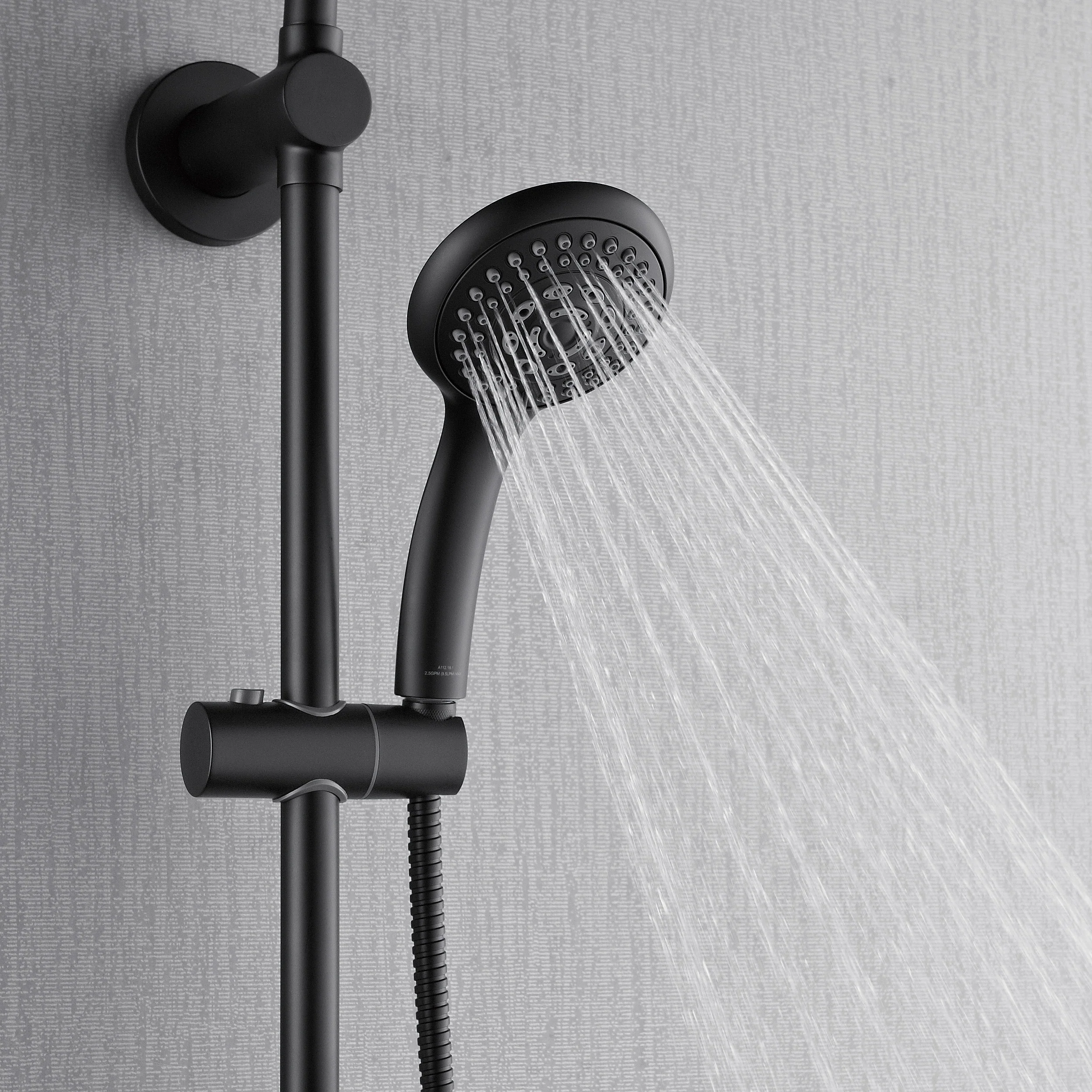 Forno Acqua AcquaSPA Retrofit Shower, Overhead Rainfall, 8 Inch Shower Head, Handheld Shower Head, Body Jets, 6 Way Diverter, Matte Black Finish, 1.8 GPM Flow Rate - Image 3