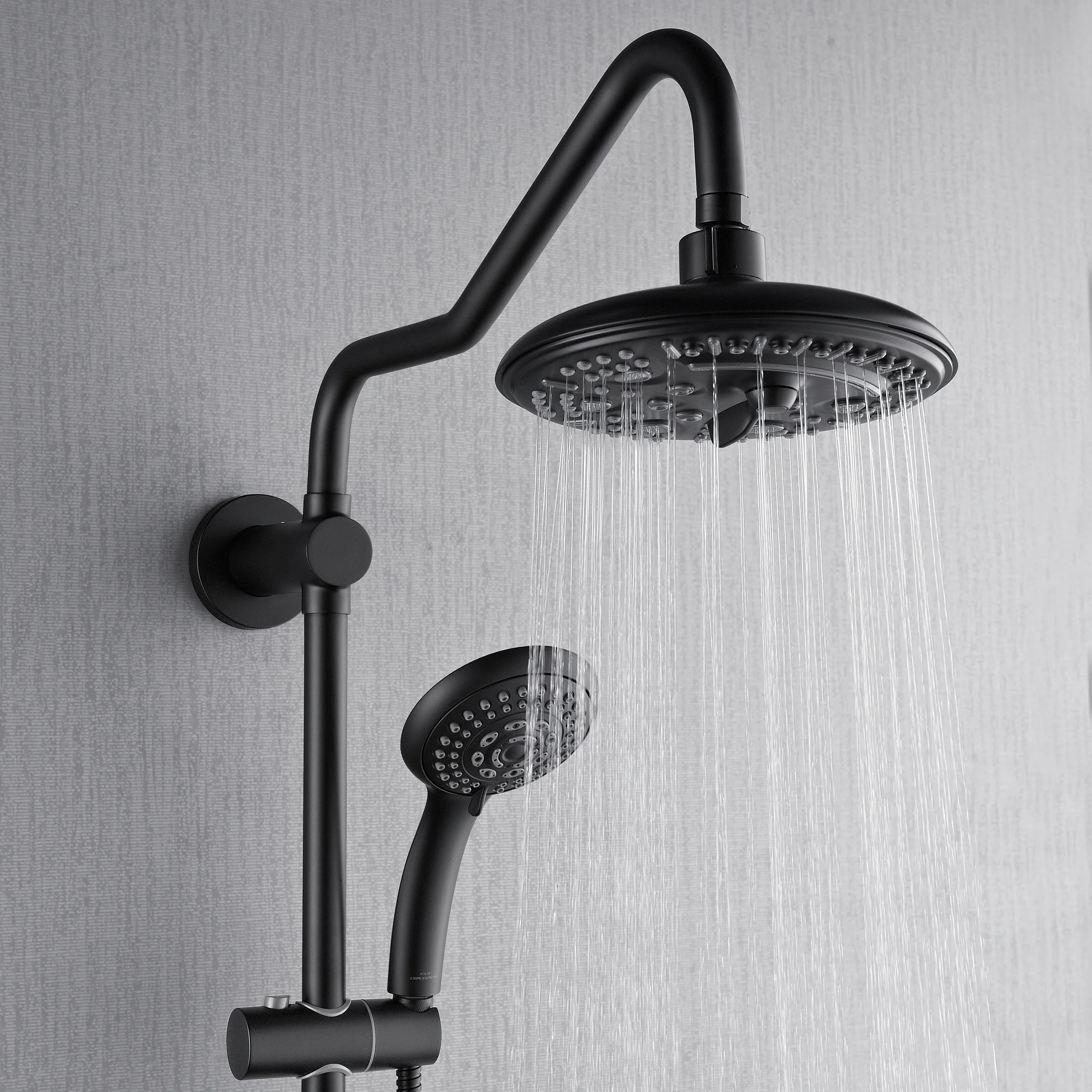 Forno Acqua AcquaSPA Retrofit Shower, Overhead Rainfall, 8 Inch Shower Head, Handheld Shower Head, Body Jets, 6 Way Diverter, Matte Black Finish, 1.8 GPM Flow Rate - Image 4