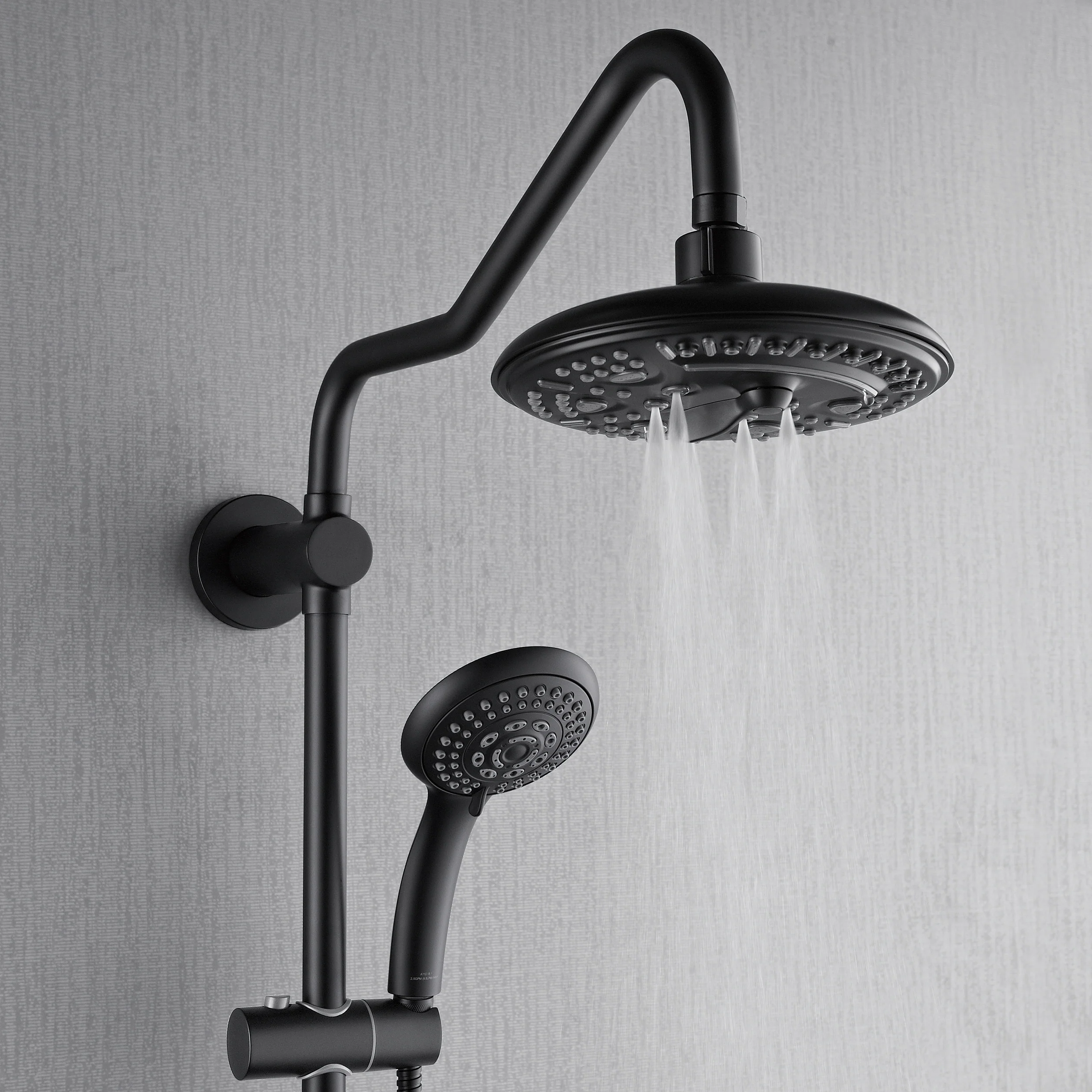 Forno Acqua AcquaSPA Retrofit Shower, Overhead Rainfall, 8 Inch Shower Head, Handheld Shower Head, Body Jets, 6 Way Diverter, Matte Black Finish, 2.5 GPM Flow Rate - Image 5