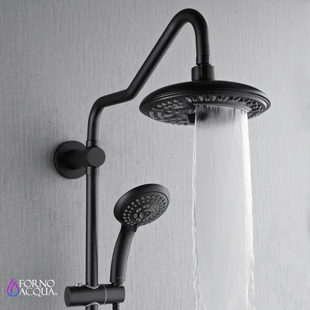 Forno Acqua AcquaSPA Retrofit Shower, Overhead Rainfall, 8 Inch Shower Head, Handheld Shower Head, Body Jets, 6 Way Diverter, Matte Black Finish, 2.5 GPM Flow Rate - Image 6