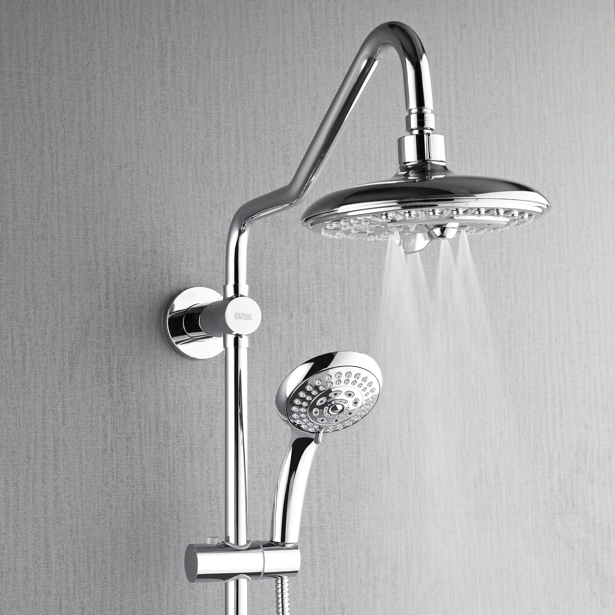 Forno Acqua AcquaSPA Retrofit Shower, Overhead Rainfall, 8 Inch Shower Head, Handheld Shower Head, Body Jets, 6 Way Diverter, Polished Stainless Steel Finish, 1.8 GPM Flow Rate - Image 4