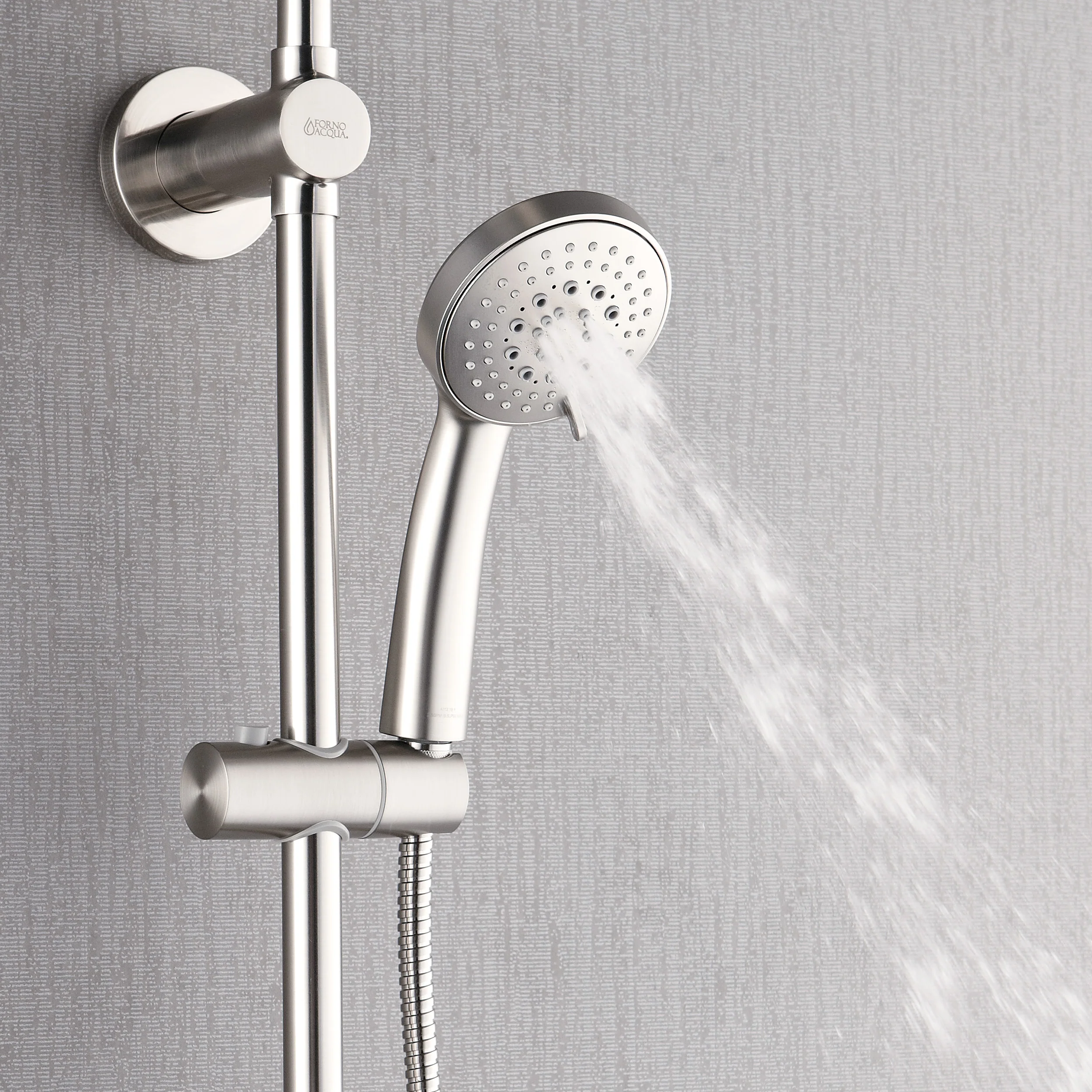 Forno Acqua AcquaSPA Retrofit Shower, Overhead Rainfall Shower, Handheld Shower Head, Body Jets, 6 Way Diverter, Brushed Nickel Finish, 1.8 GPM Flow Rate - Image 4