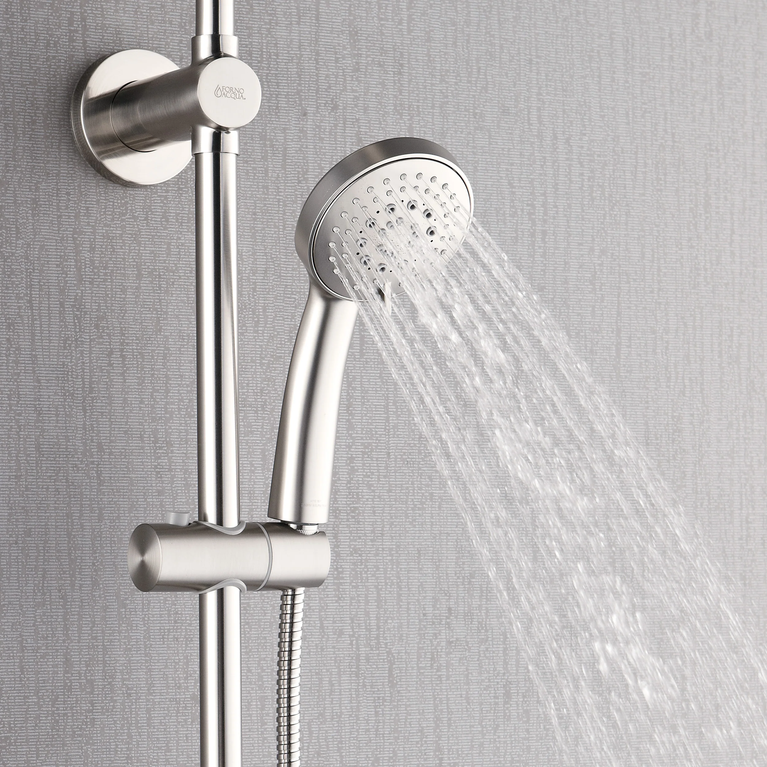 Forno Acqua AcquaSPA Retrofit Shower, Overhead Rainfall Shower, Handheld Shower Head, Body Jets, 6 Way Diverter, Brushed Nickel Finish, 1.8 GPM Flow Rate - Image 5