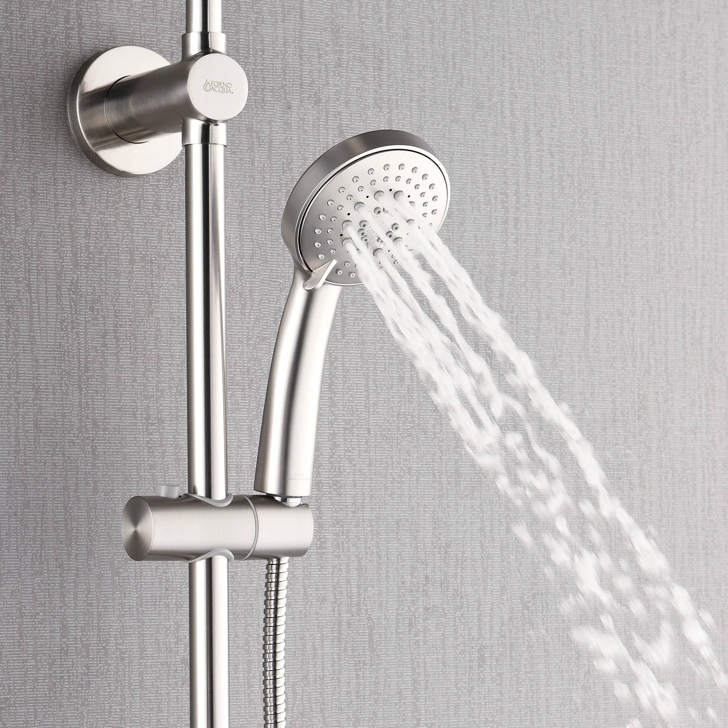 Forno Acqua AcquaSPA Retrofit Shower, Overhead Rainfall Shower, Handheld Shower Head, Body Jets, 6 Way Diverter, Brushed Nickel Finish, 1.8 GPM Flow Rate - Image 6