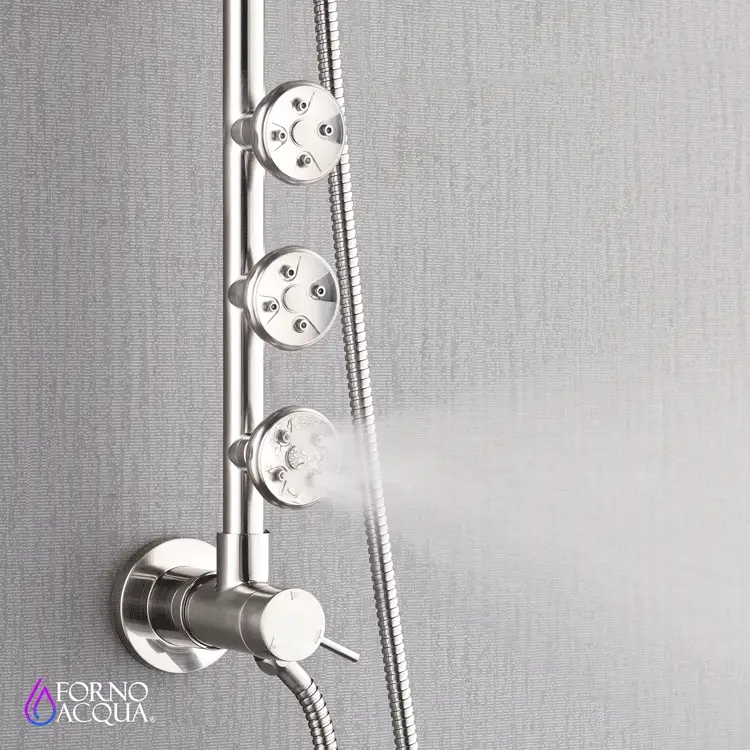 Forno Acqua AcquaSPA Retrofit Shower, Overhead Rainfall Shower, Handheld Shower Head, Body Jets, 6 Way Diverter, Brushed Nickel Finish, 1.8 GPM Flow Rate - Image 8