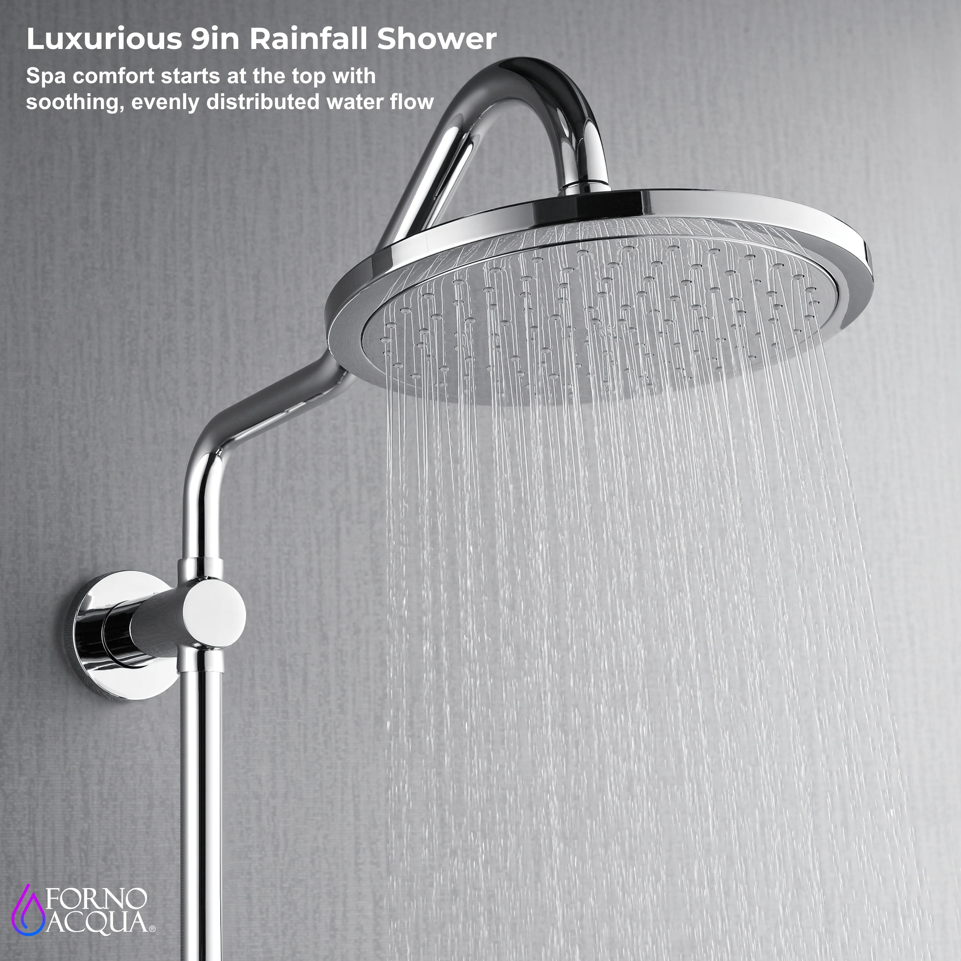 Forno Acqua AcquaSPA Retrofit Shower, Overhead Rainfall Shower, Handheld Shower Head, Body Jets, 6 Way Diverter, Polished Stainless Steel Finish, 1.8 GPM Flow Rate - Image 3