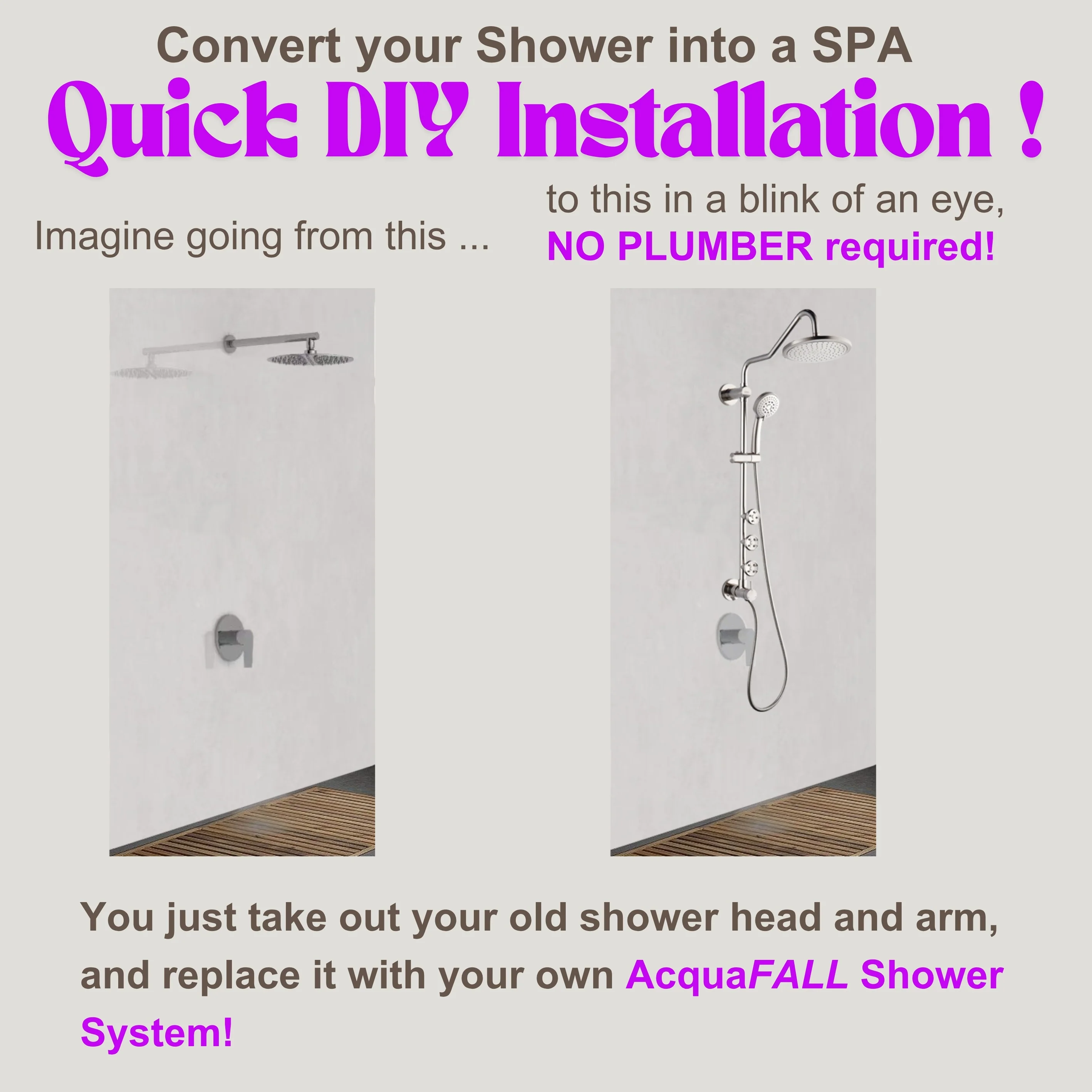 Forno Acqua AcquaSPA Retrofit Shower, Overhead Rainfall Shower, Handheld Shower Head, Body Jets, 6 Way Diverter, Polished Stainless Steel Finish, 2.5 GPM Flow Rate - Image 8