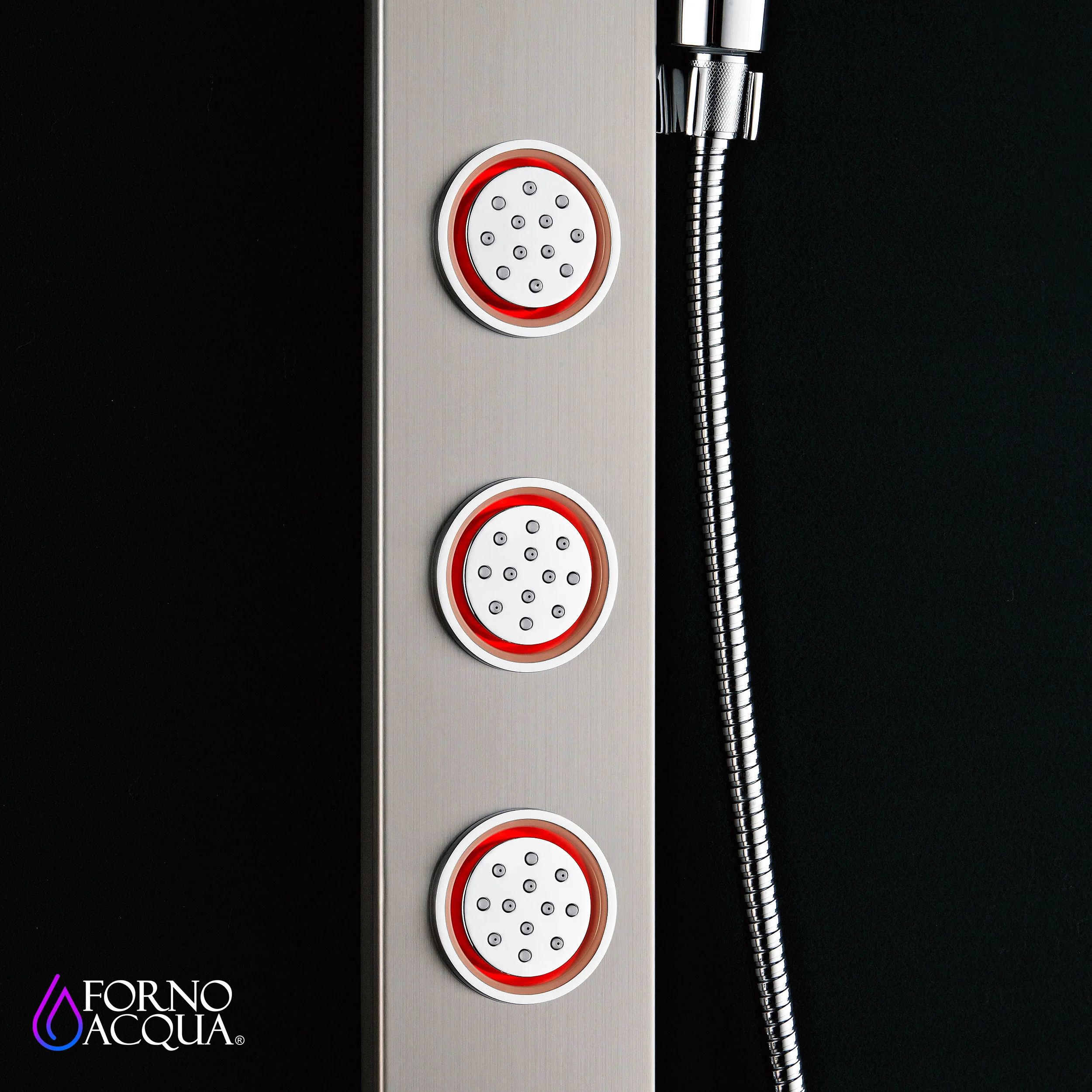 Forno Acqua AcquaSpa Shower Panel with SensoTemp, Stainless Steel, Overhead Rainfall Shower, Handheld Shower Head, Body Jets, 2.5 GPM Flow Rate - Image 10