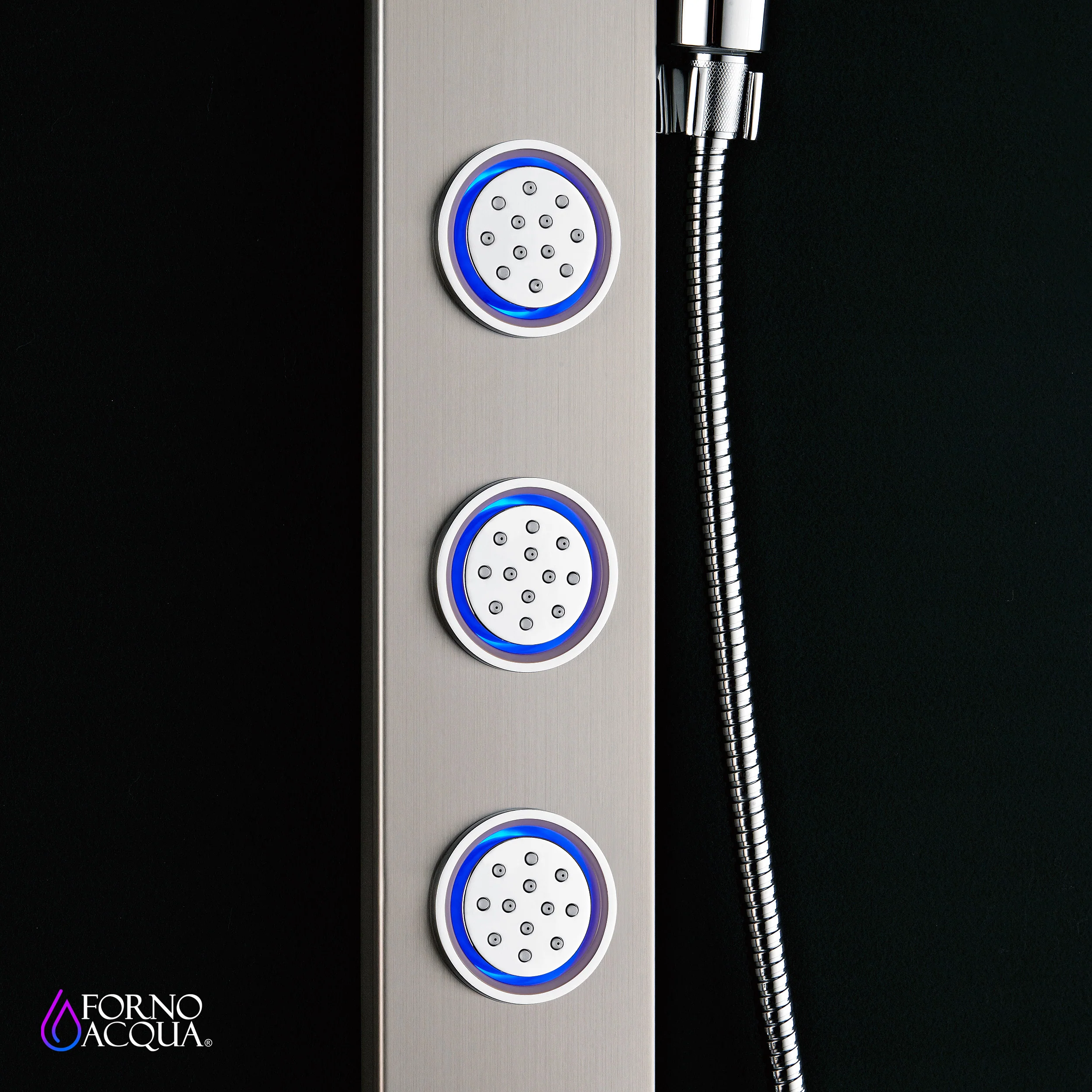 Forno Acqua AcquaSPA Shower Panel with SensoTemp, Stainless Steel, Overhead Rainfall Shower, Handheld Shower Head, Body Jets, 1.8 GPM Flow Rate - Image 5