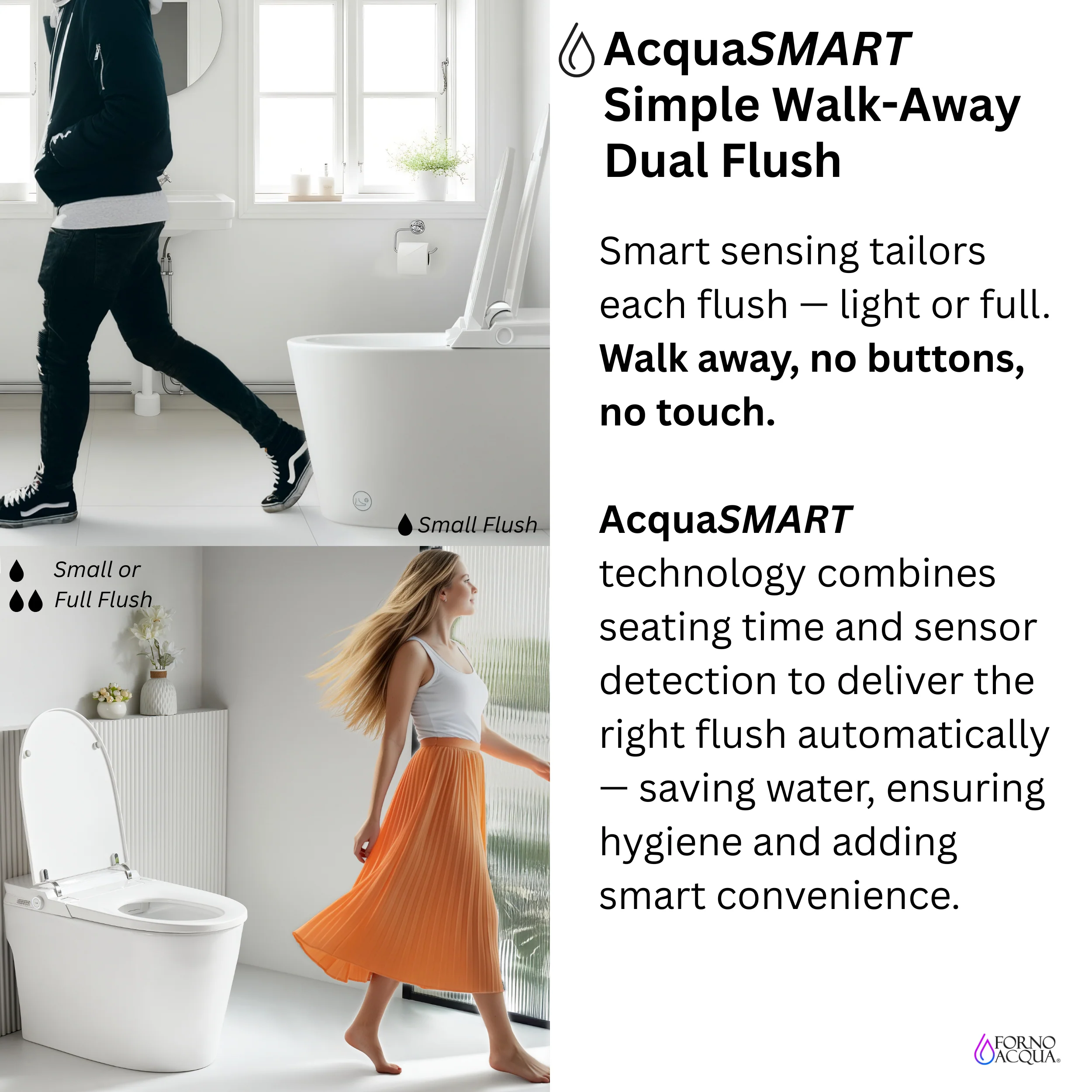 FORNO ACQUA Luxurious Smart Toilet. Includes Auto Flush, Powerful Flush, sleek tankless design Ideal for Powder Rooms. - Image 5