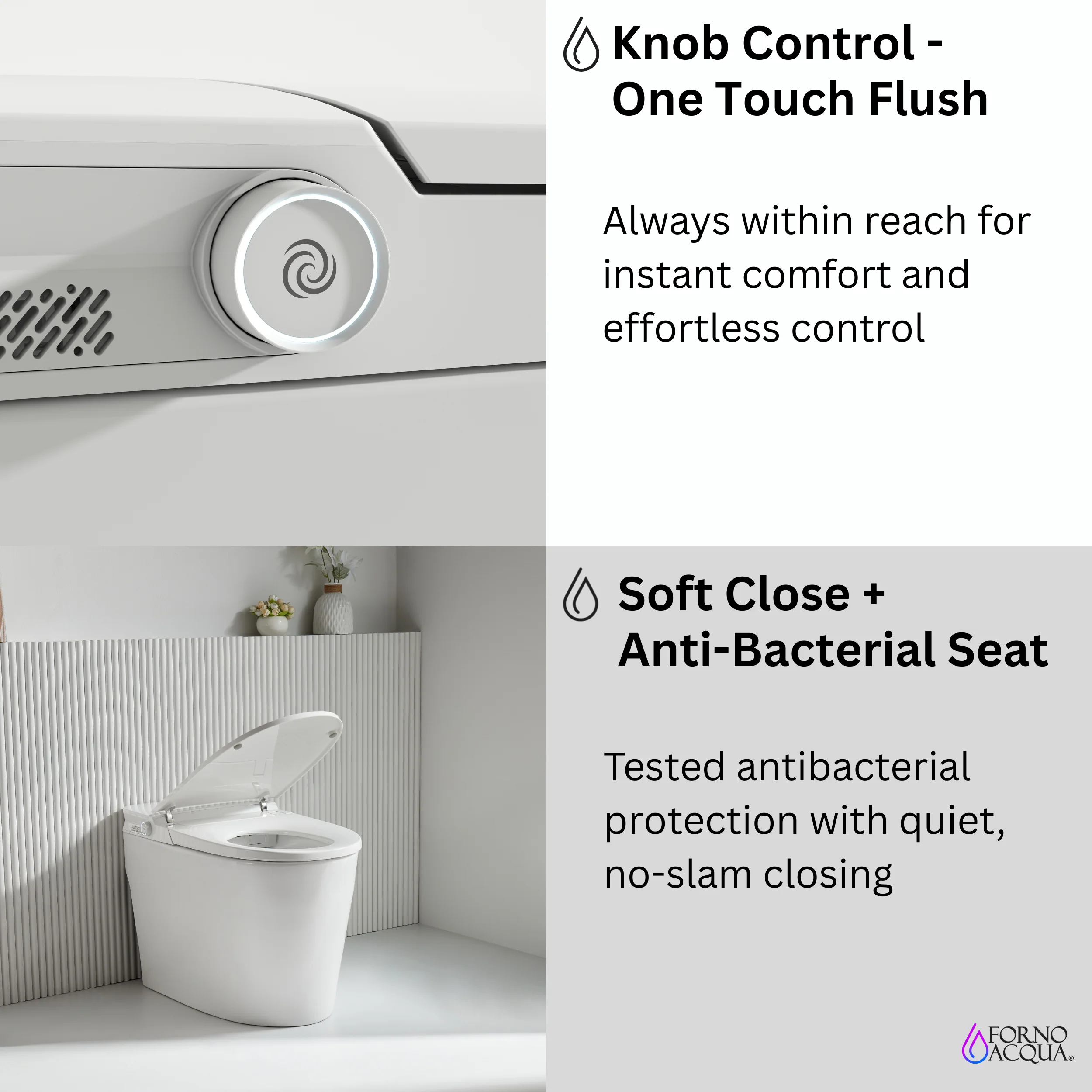 FORNO ACQUA Luxurious Smart Toilet. Includes Auto Flush, Powerful Flush, sleek tankless design Ideal for Powder Rooms. - Image 7