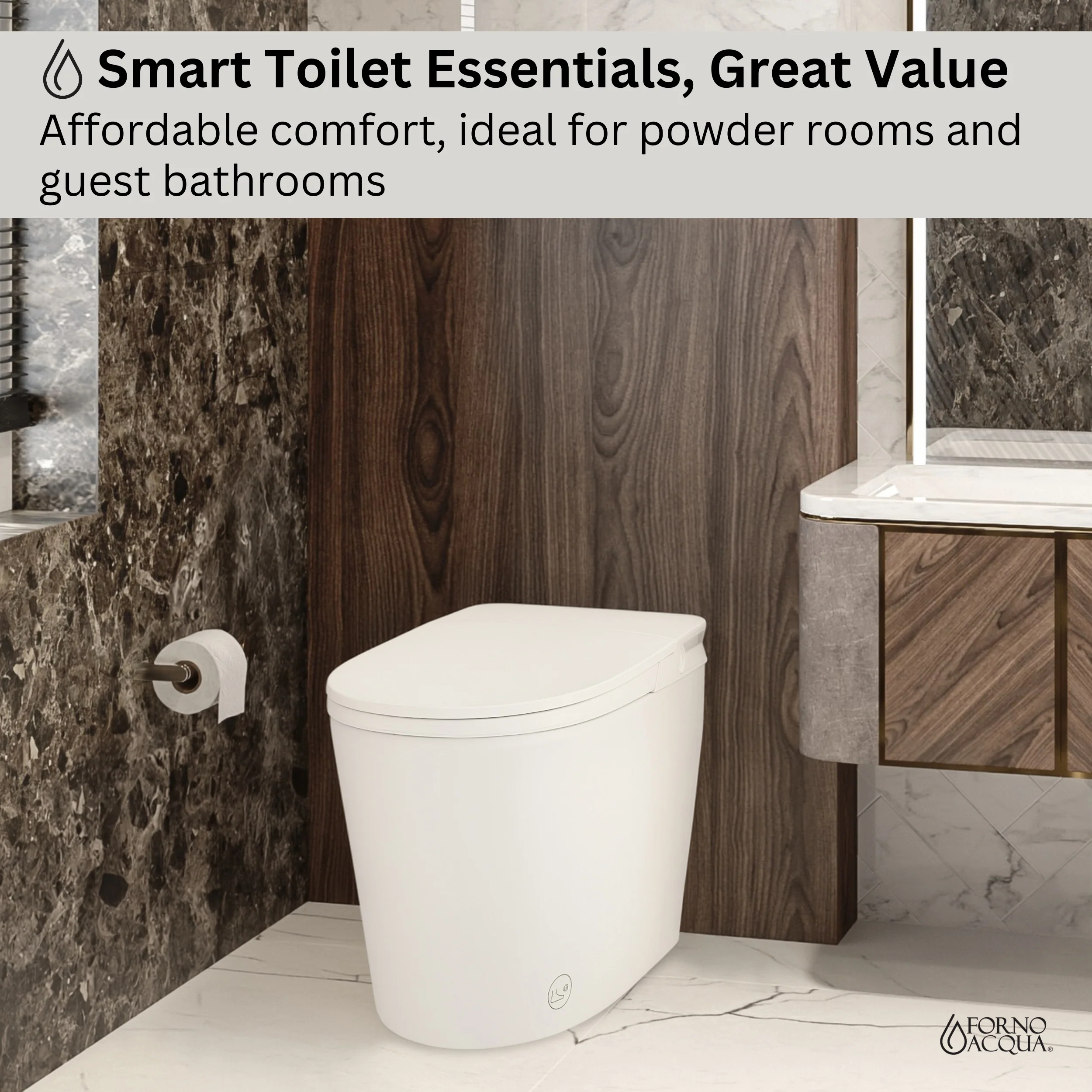 FORNO ACQUA Luxurious Smart Toilet. Includes Auto Flush, Powerful Flush, sleek tankless design Ideal for Powder Rooms. - Image 8