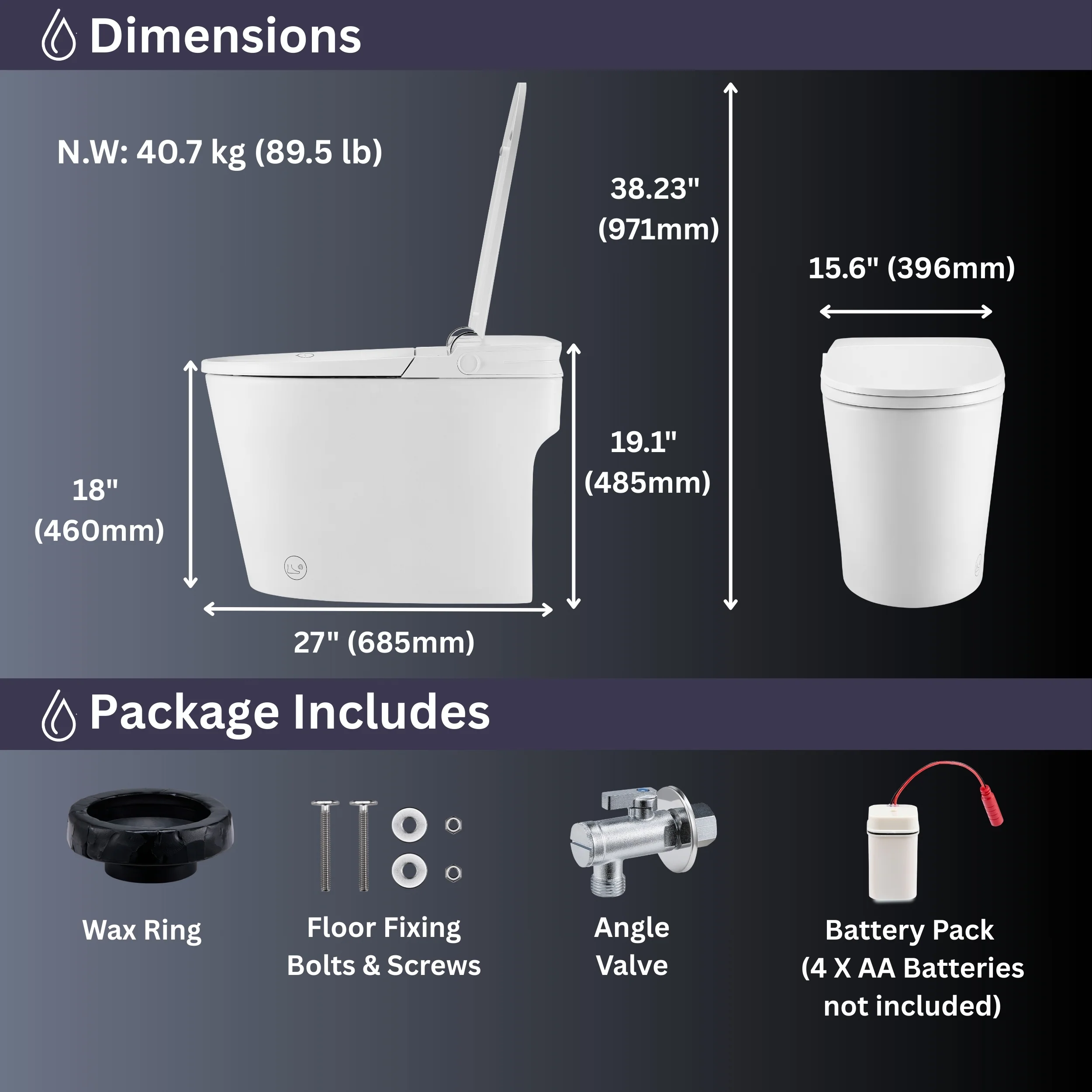 FORNO ACQUA Luxurious Smart Toilet. Includes Heated Seat, Auto Flush, Auto Lid, Powerful Flush, Ideal for Powder Rooms. - Image 13