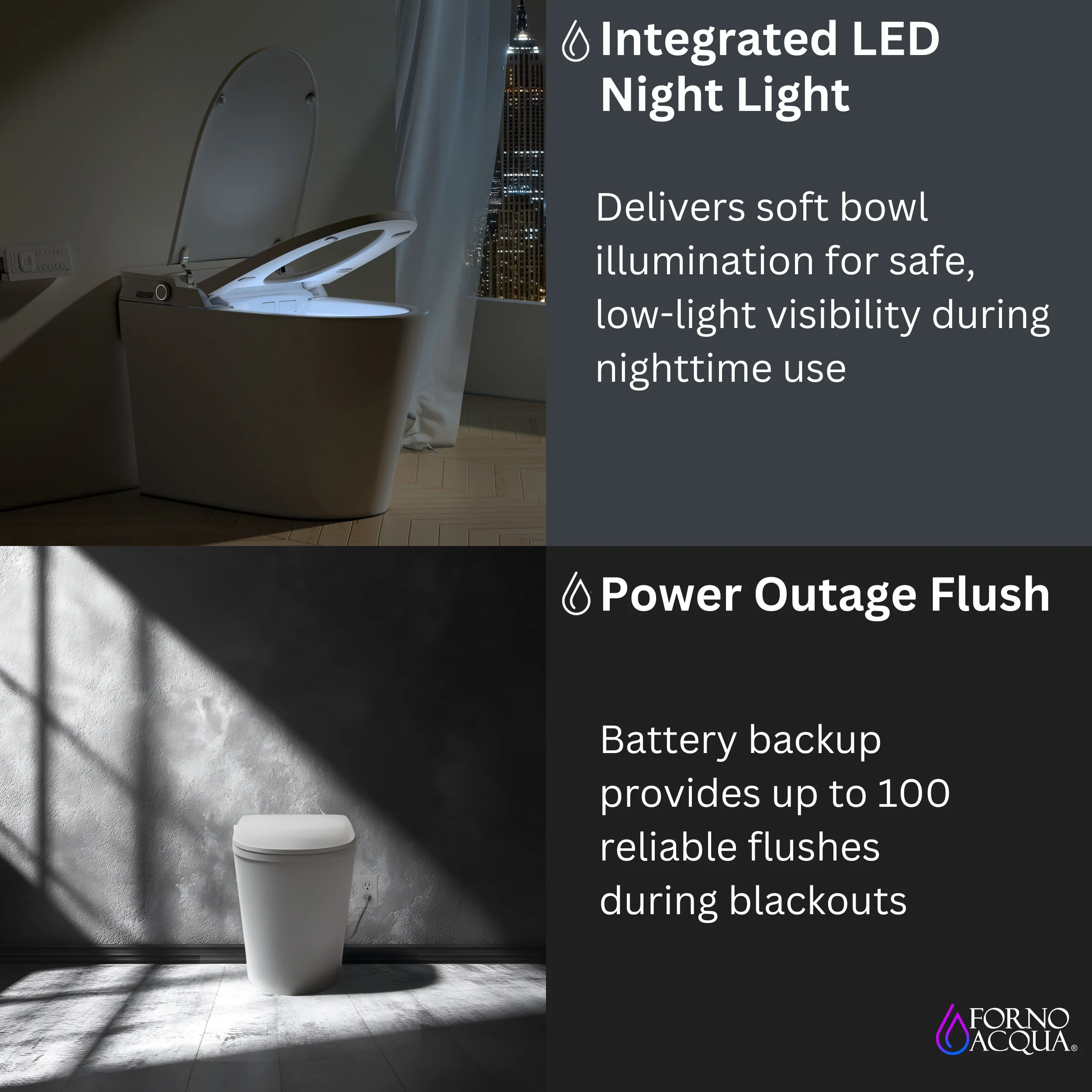FORNO ACQUA Luxurious Smart Toilet. Includes Heated Seat, Auto Flush, Auto Lid, Powerful Flush, Ideal for Powder Rooms. - Image 9