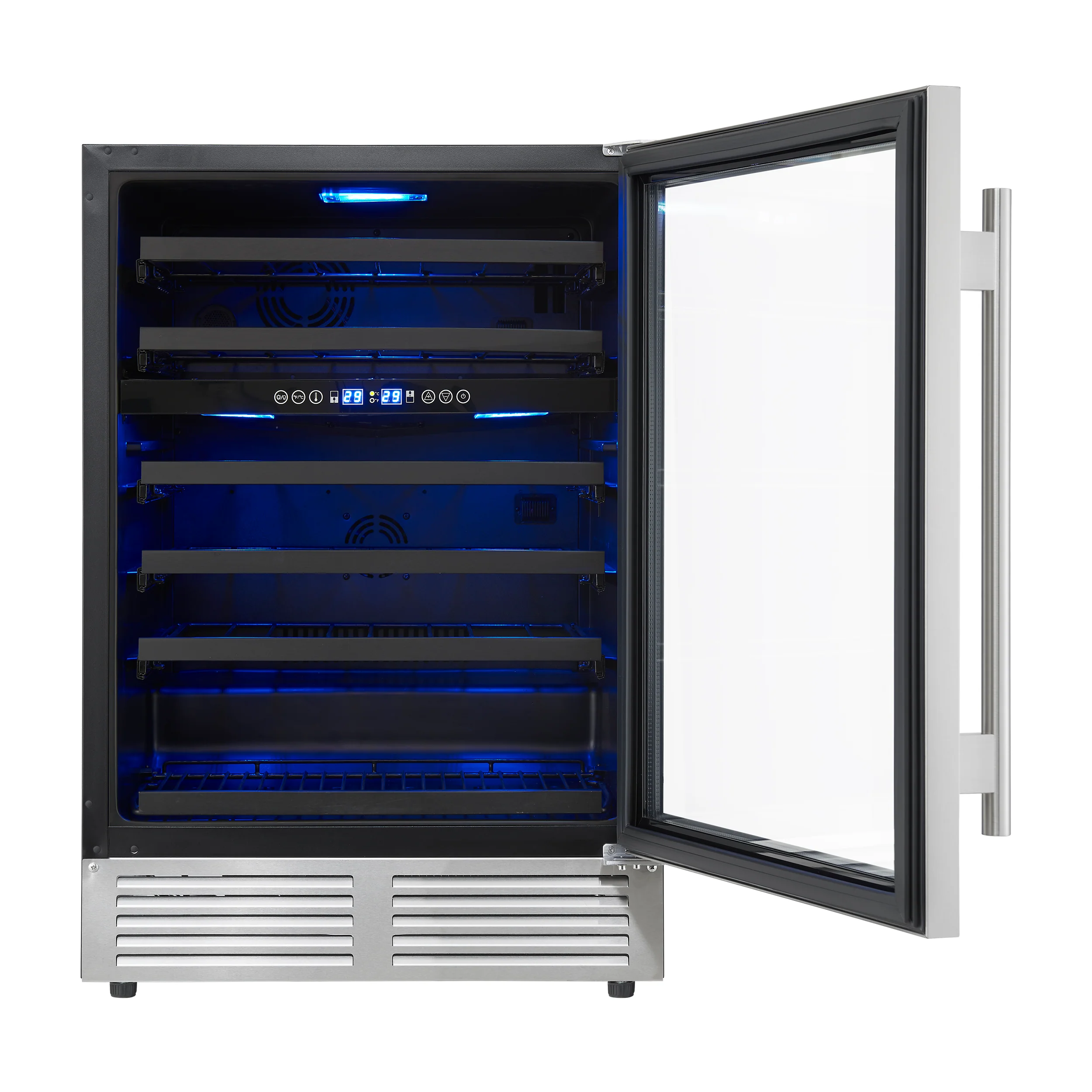 Forno Bacchino 24 Inch Wine Cooler, Stainless Steel, with LED Lighting, Triple Glass Door, 51 Bottle Capacity, Built-In or Freestanding - Image 2