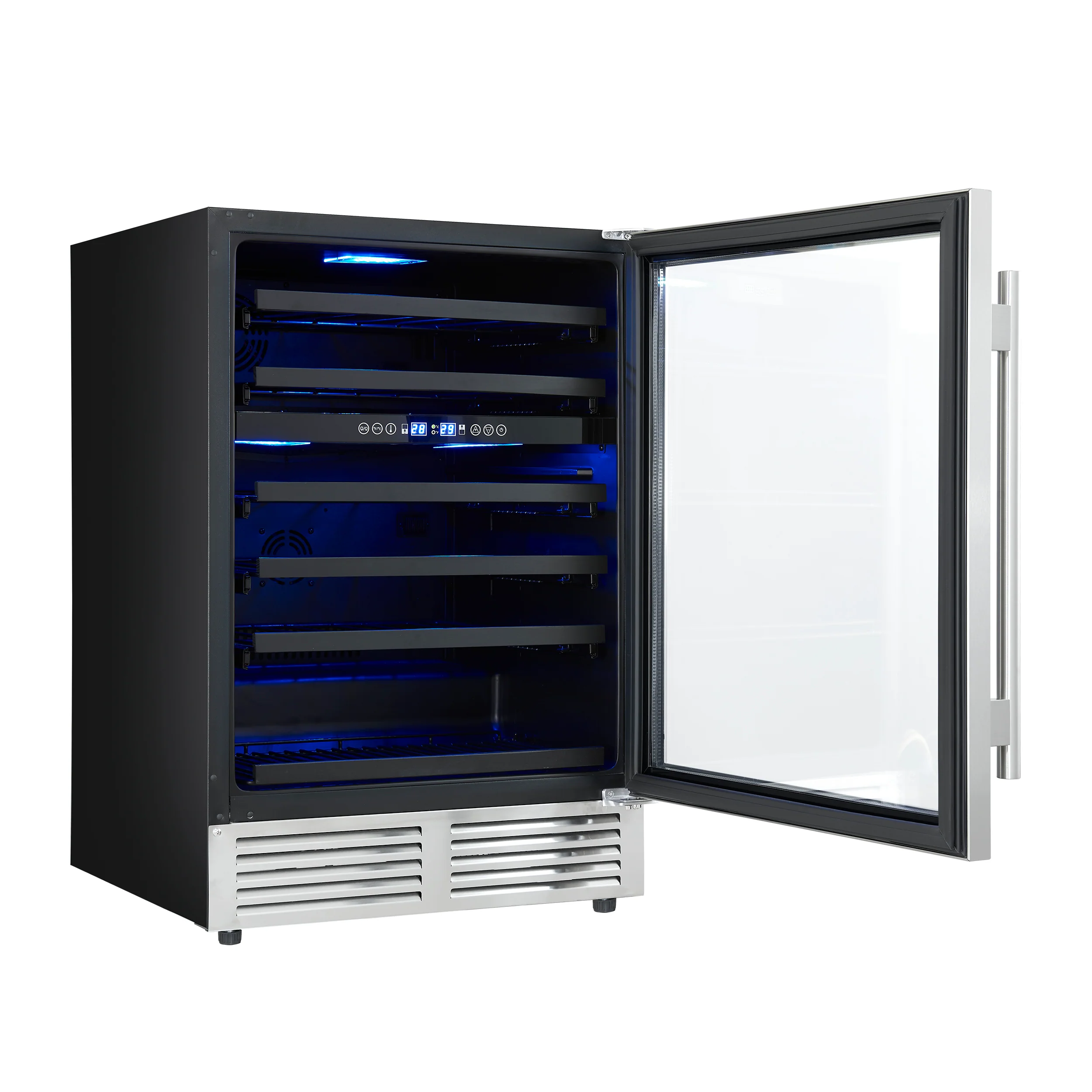 Forno Bacchino 24 Inch Wine Cooler, Stainless Steel, with LED Lighting, Triple Glass Door, 51 Bottle Capacity, Built-In or Freestanding - Image 4