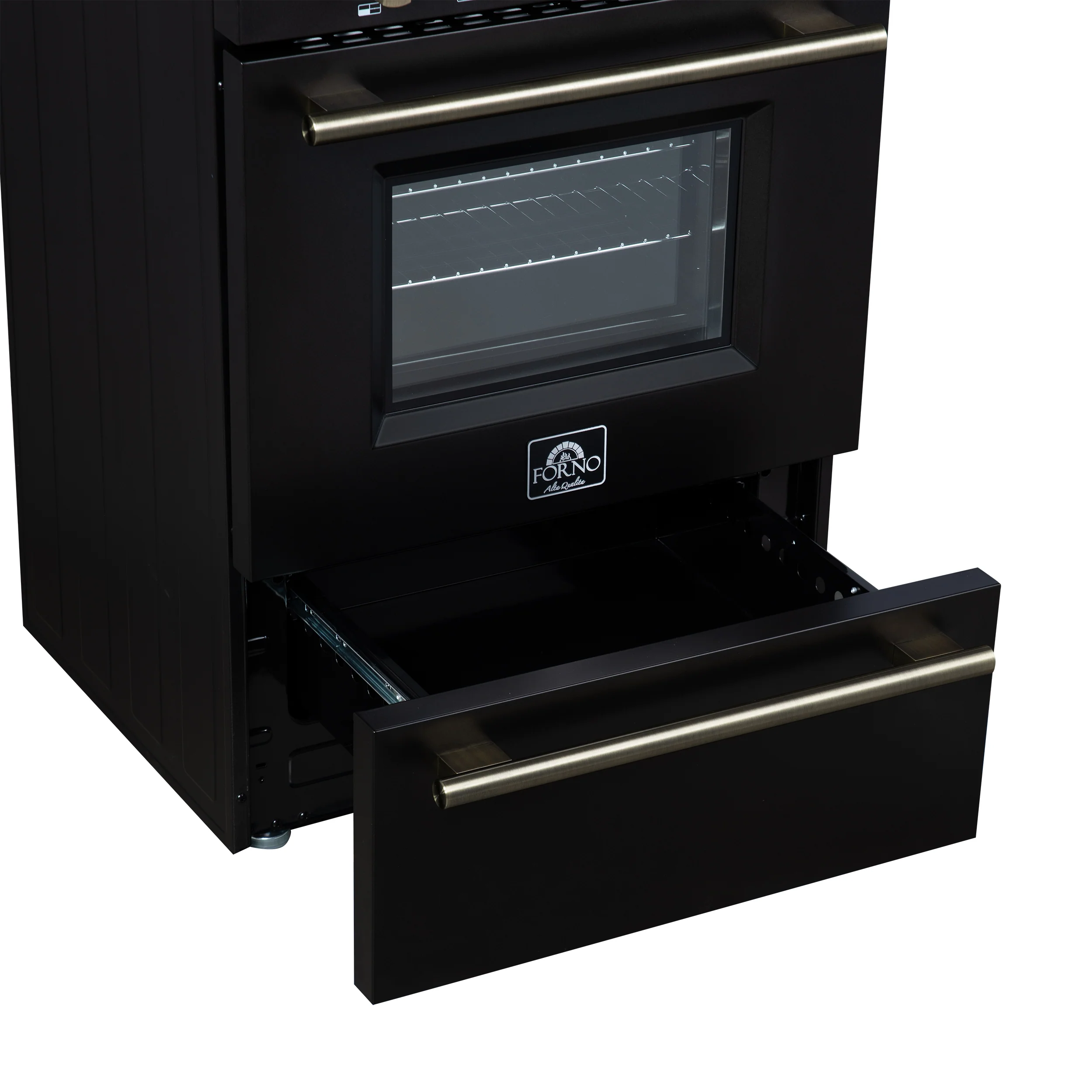 Forno Breno 24 Inch Freestanding Gas Range in Black with Antique Brass, Plug Included, Energy Efficient - Image 15