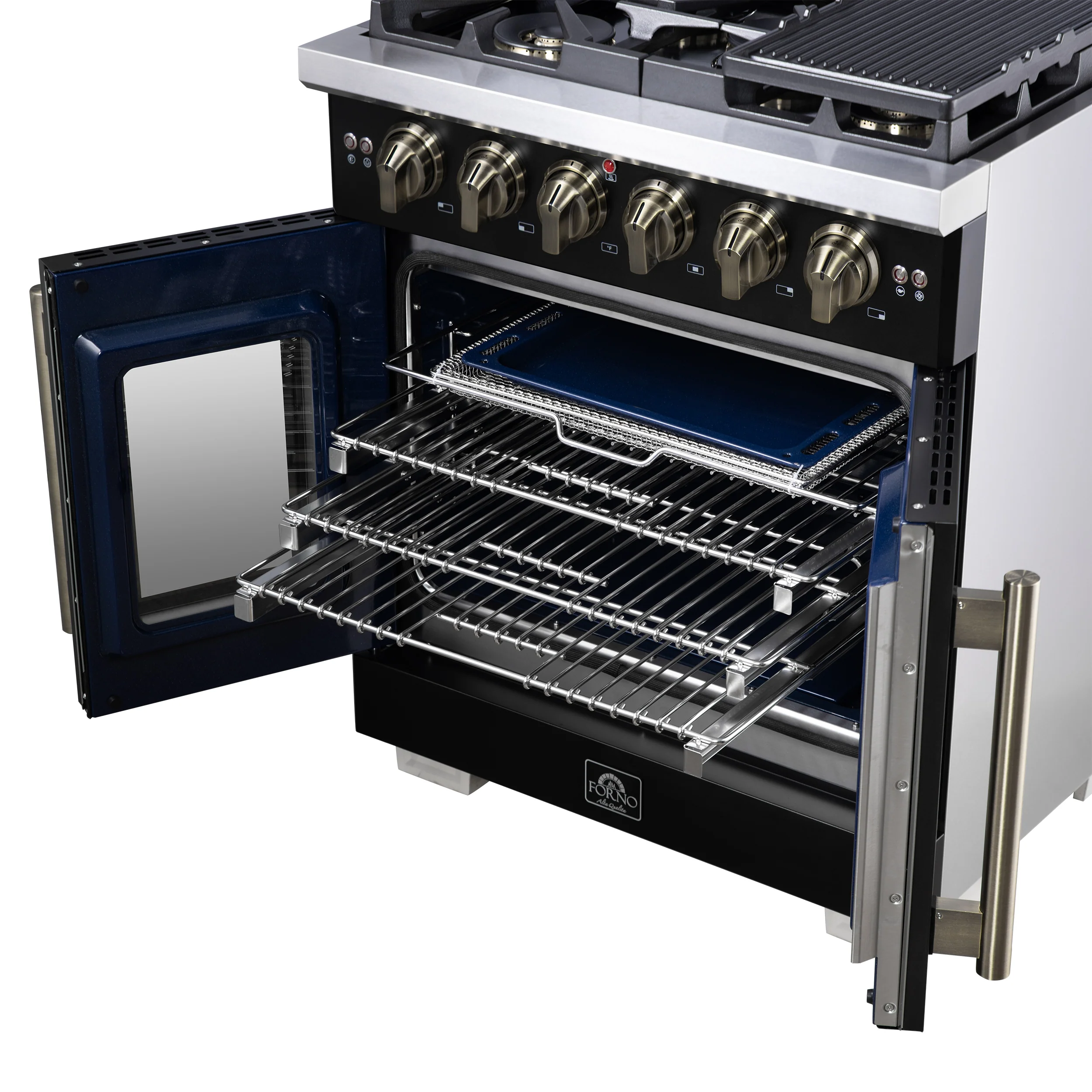 Forno Capriasca 30-Inch Freestanding French Door Gas Range, 4 Burners, Convection Oven, Energy Efficient - Image 14