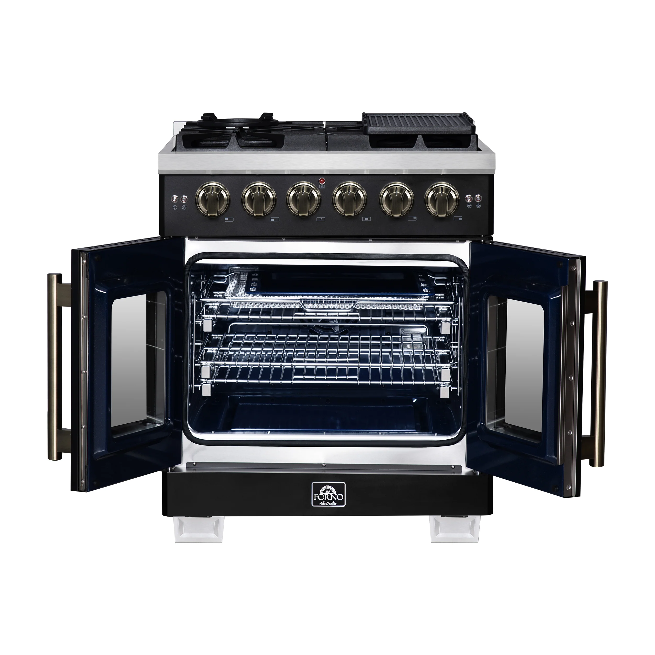 Forno Capriasca 30-Inch Freestanding French Door Gas Range, 4 Burners, Convection Oven, Energy Efficient - Image 2
