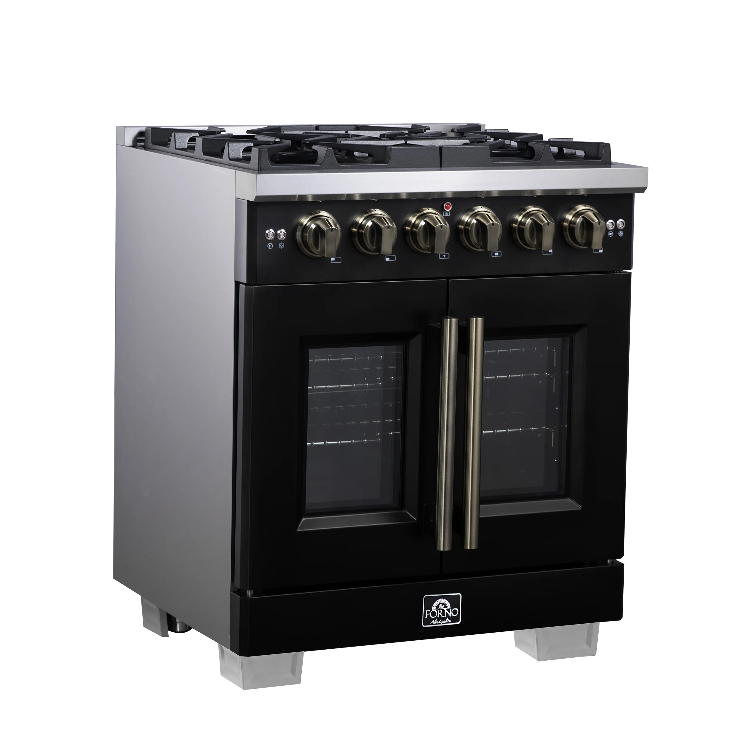 Forno Capriasca 30-Inch Freestanding French Door Gas Range, 4 Burners, Convection Oven, Energy Efficient - Image 3